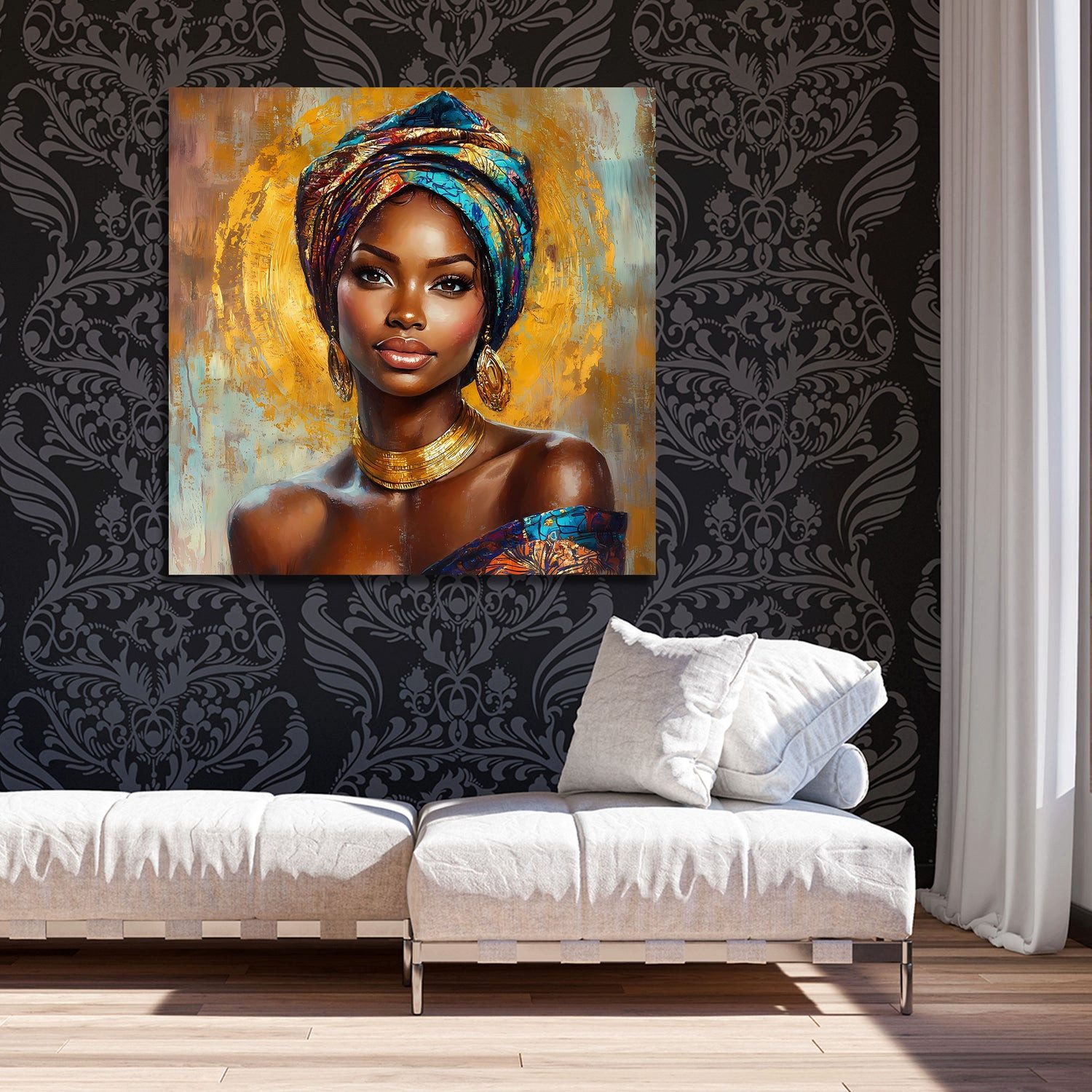 Artedinoi Leinwandbild Afrikanische Schönheit edles Porträt Leinwandbild Wandbild Kunstdruck, Afrikanische Frau, edles Porträt