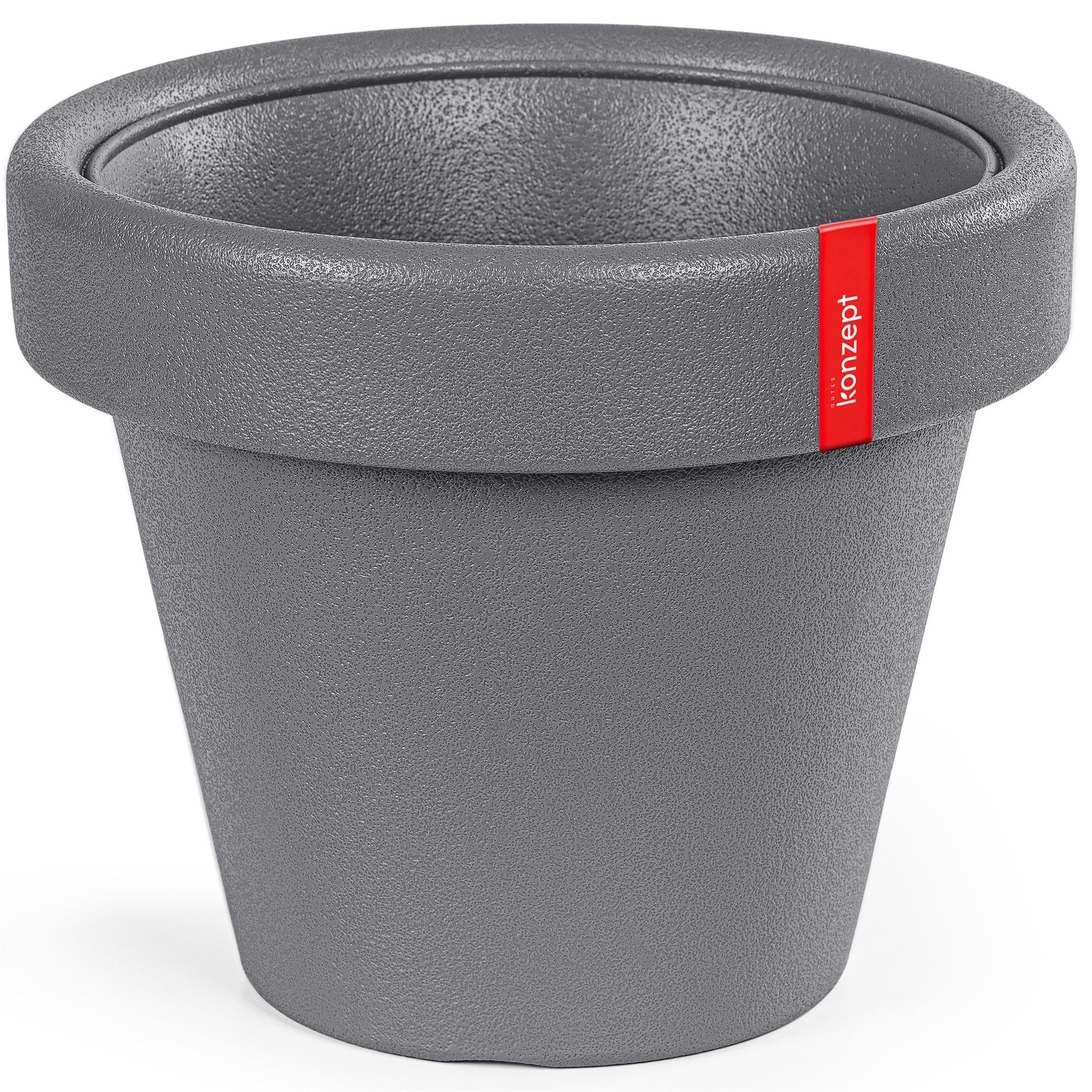 KONZEPT Übertopf 39 cm Durchmesser, H 33 cm, 20 L, aus Kunststoff in Stein-Optik, Großes Fassungsvermögen, Indoor, Outdoor, UV- & Wetterbeständig