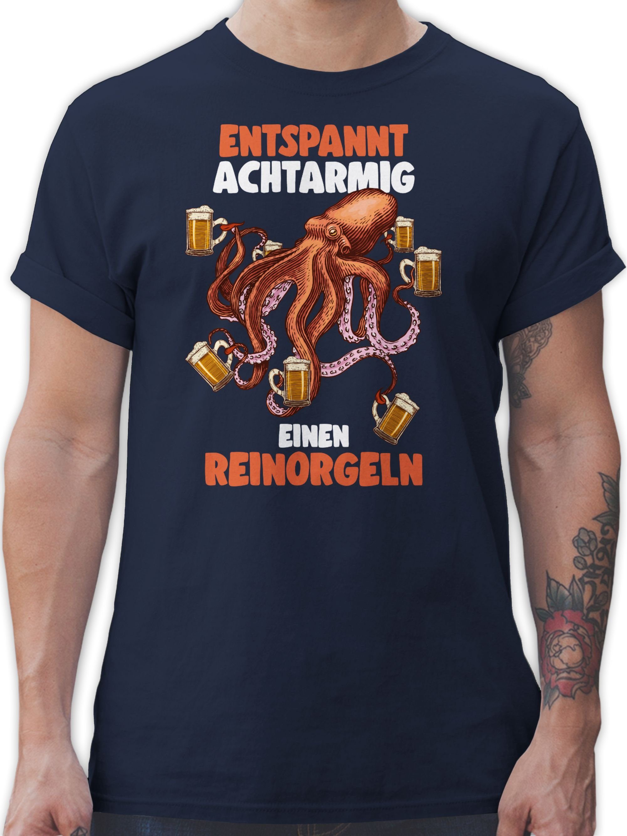 Shirtracer T-Shirt Alkohol Herren Party & - - einen reinorgelson Bier Navy 02 8 reinorgeln armig achtarmig S - Entspannt Blau