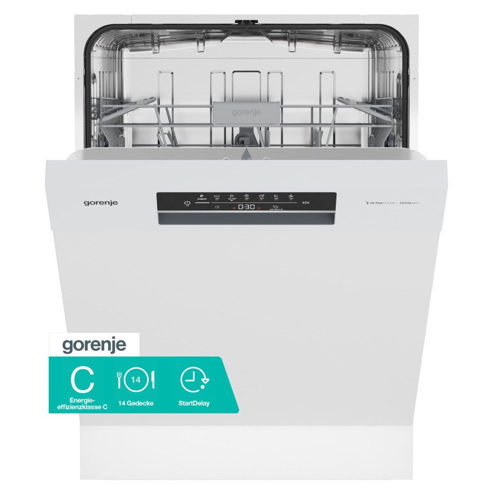 GORENJE Unterbaugeschirrspüler GU642C90W, 9,7 l, 14 Maßgedecke, auto. Türöffnung, Hygiene Programm, Startzeitvorwahl