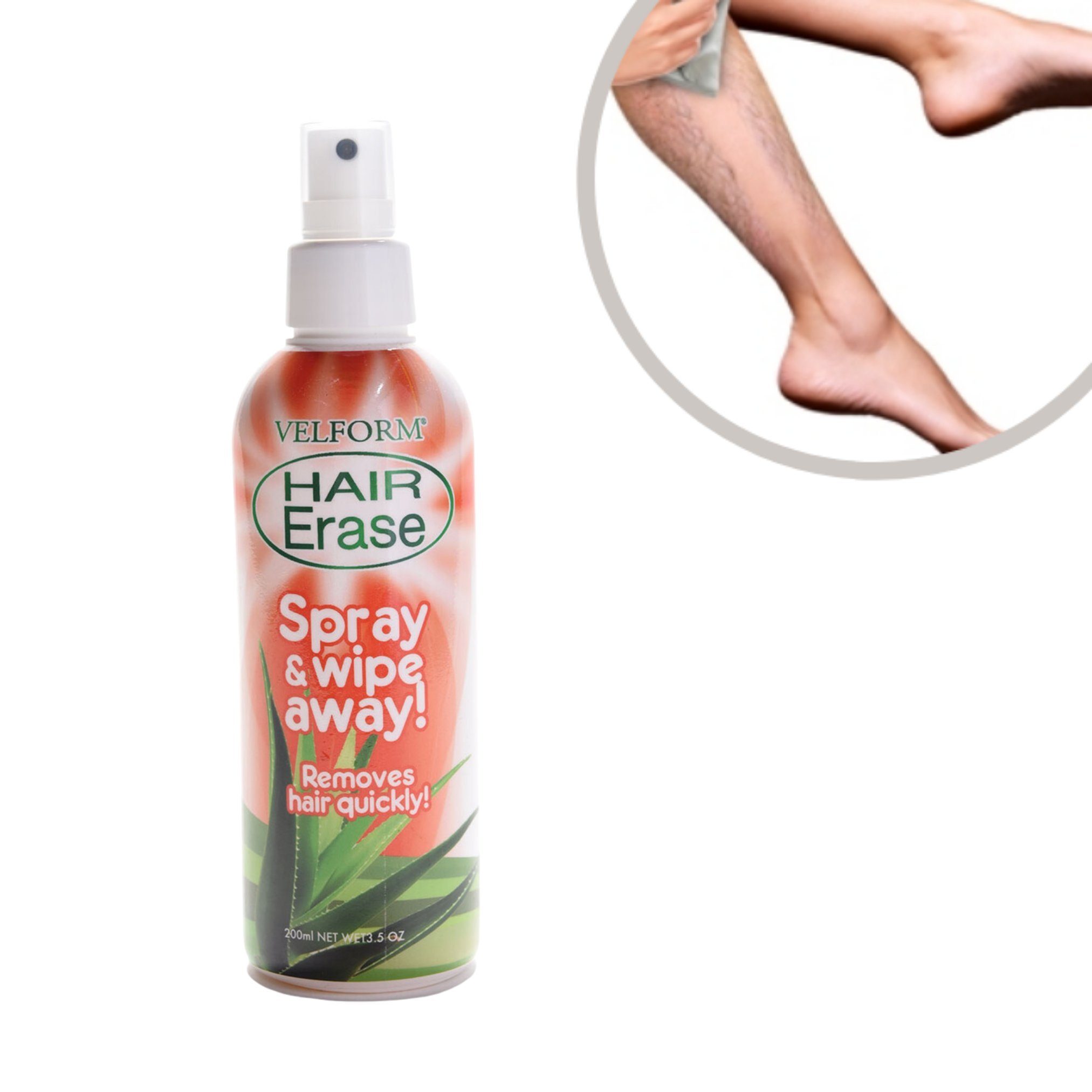VELFORM®️ Velform® Enthaarungscreme Hair Erase Enthaarungsspray, 1 St., mit Zitrusfrüchten, Vitamin E, Aloe Vera und Orangenextrakt