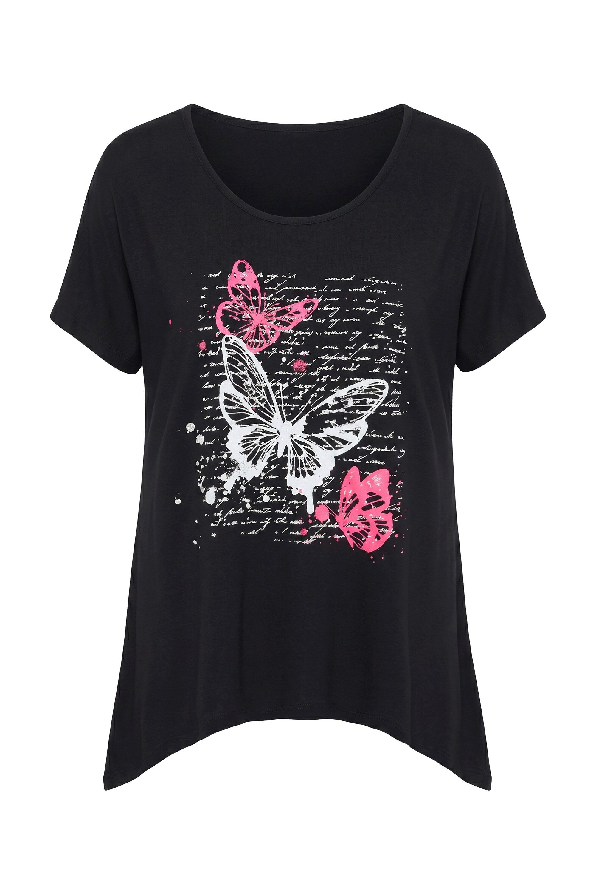 Angel of Style Longshirt Longshirt A-Linie Schmetterlinge Zipfelsaum
