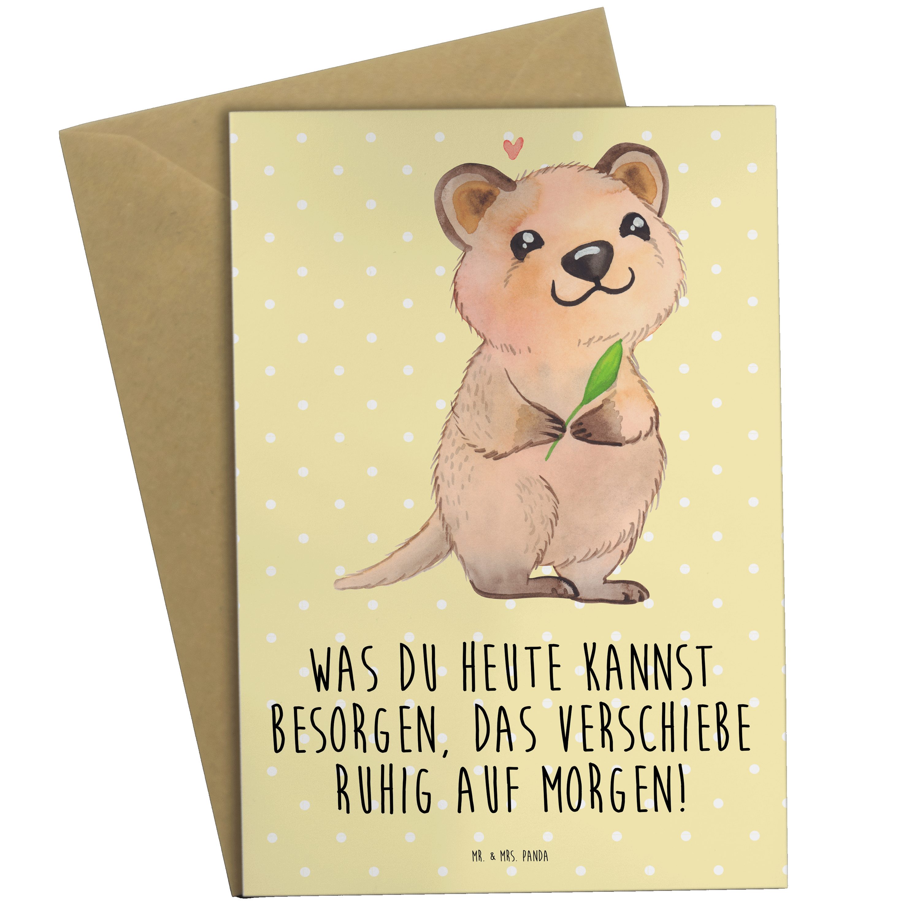 Hochzeitskarte, Geschenk, Grußkarte Gelb - Pastell Laune, Gute Mrs. Happy l & Mr. Quokka Panda -