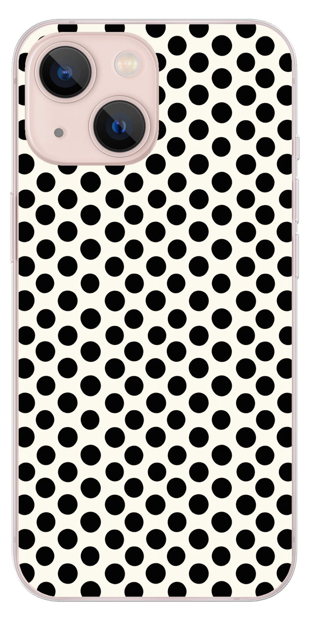 MuchoWow Handyhülle für Apple iPhone 13 mini Klassisch - Polka dots - Schwarz, Smartphone-Bumper, Print, Handy Schutzhülle Dünn