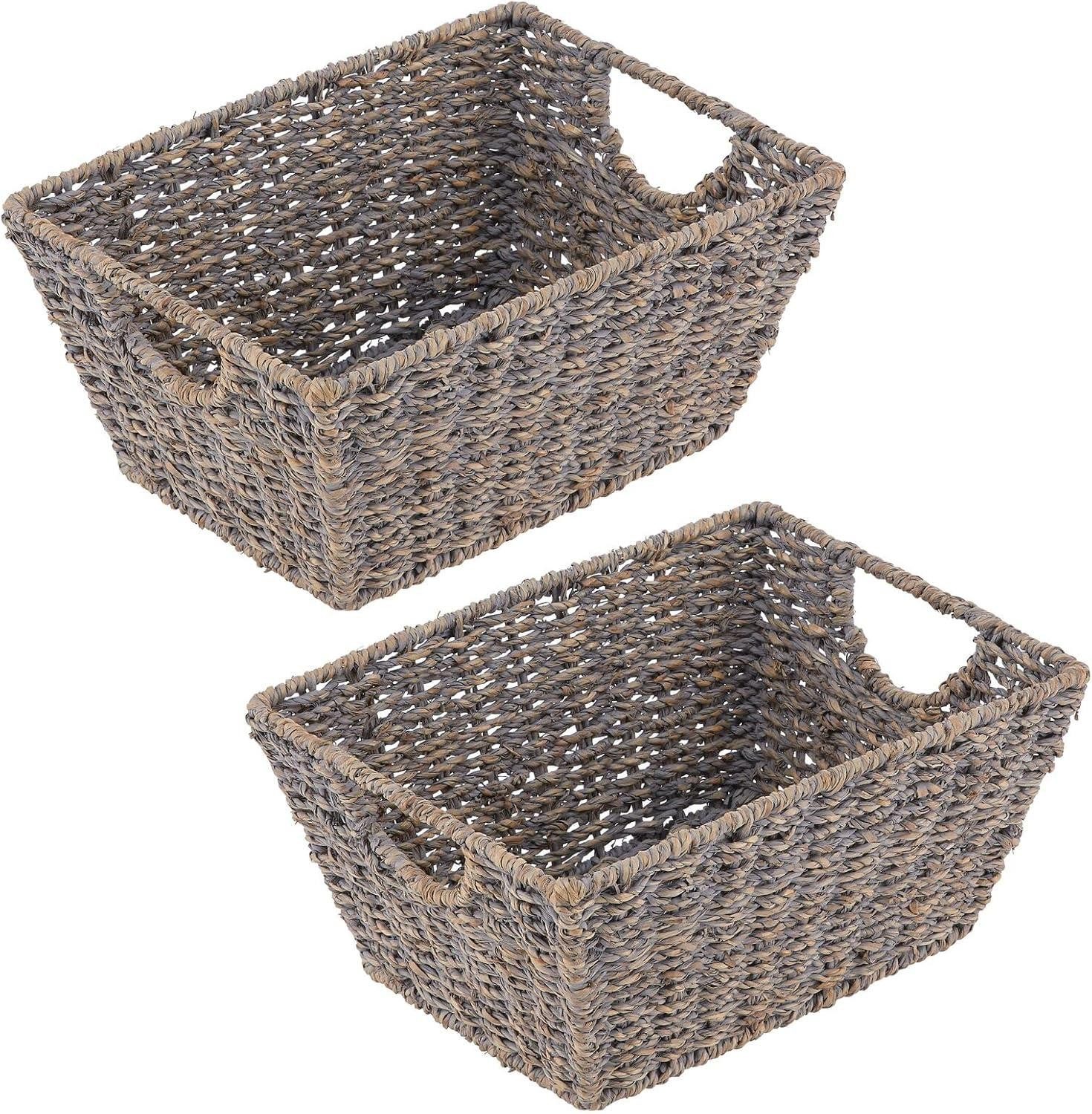 mDesign Aufbewahrungssystem mDesign Seegraskorb Flechtkorb Aufbewahrung mit Griffen 2er Set Seeg
