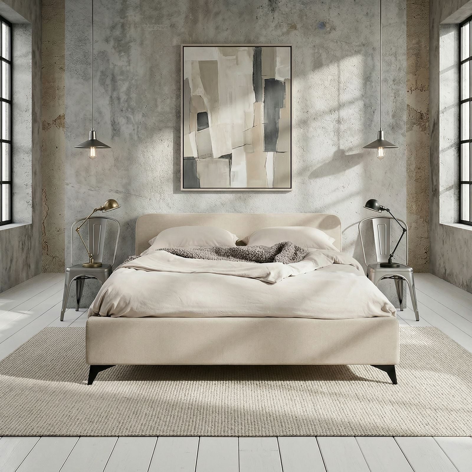 IDIMEX Polsterbett VIRETTA, Bett mit Lattenrost 140x200 cm, Doppelbett mit Kopfteil Stoff weiß