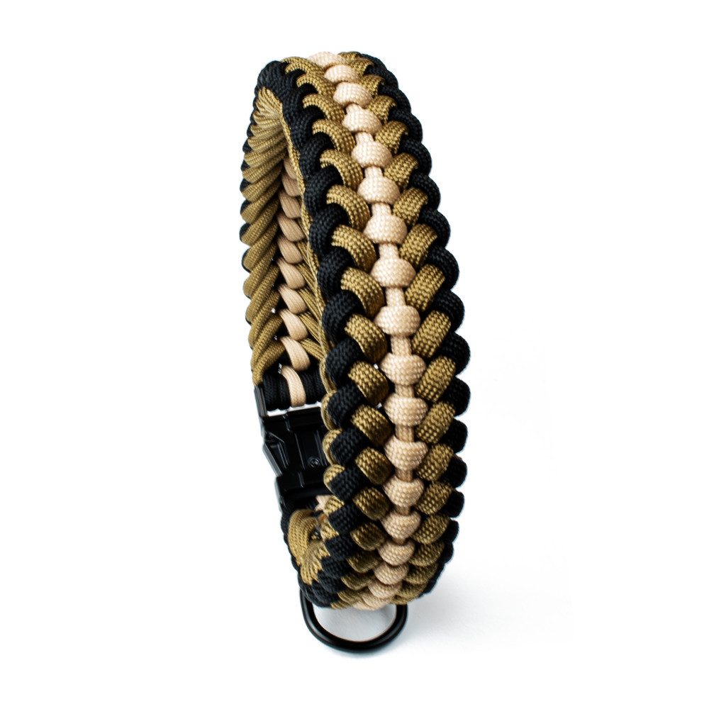 Tierluxe Hunde-Halsband Leo, Steckschnalle Schwarz, Paracord, Handgemacht, Schnellverschluss