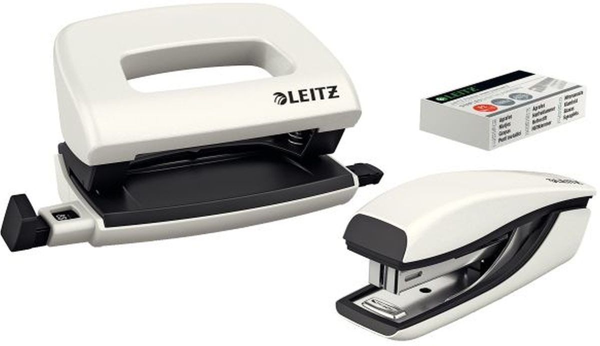 LEITZ Tischaufsatz Schreibtisch-Set Nexxt Wow Heftgerät+Locher perlweiß (6 Stück)