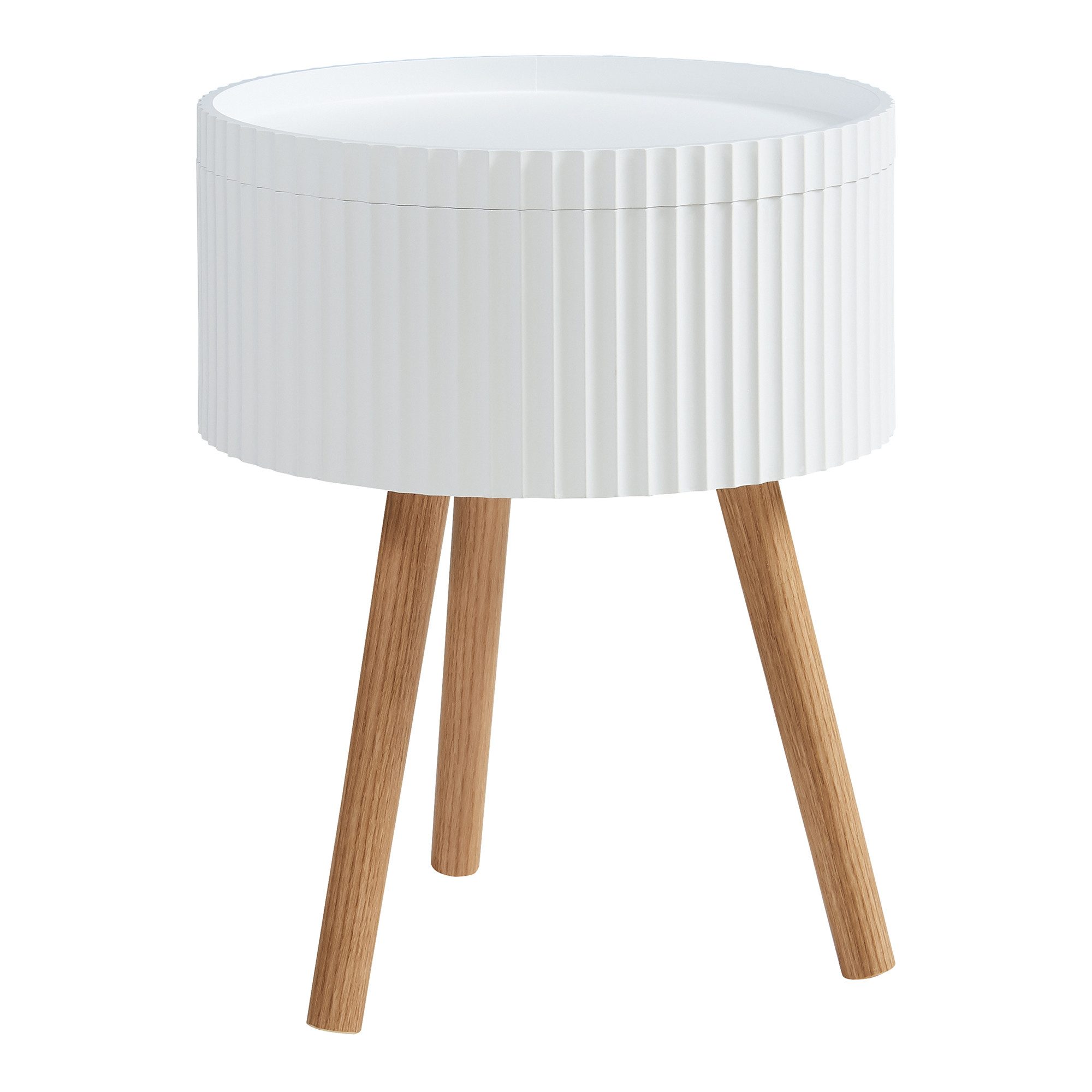 en.casa Beistelltisch, »Bongard« Ø38 x 48 cm mit Stauraum rund Weiß günstig online kaufen