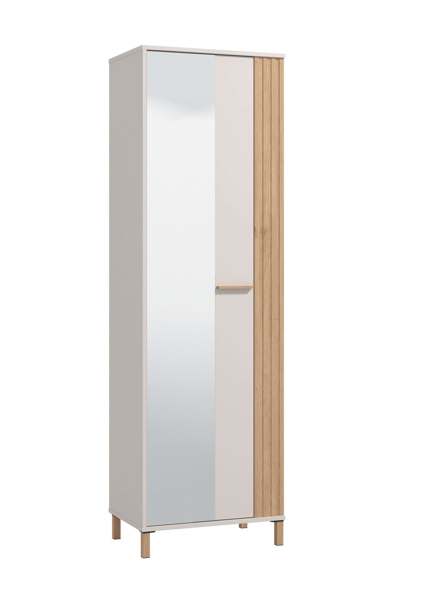 Home affaire Garderobenschrank Belfort, Kleiderschrank, Stauraumschrank, Flurschrank, Höhe 193 cm mit Kleiderstange, 5 Fächer, mit einem Spiegel, in Kaschmirfar – Bild 3 von 5