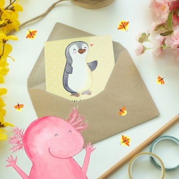 Mr. & Mrs. Panda Grußkarte Pinguin Amputation - Gelb Pastell - Geschenk, Karte, Einladungskarte, Einzigartige Motive