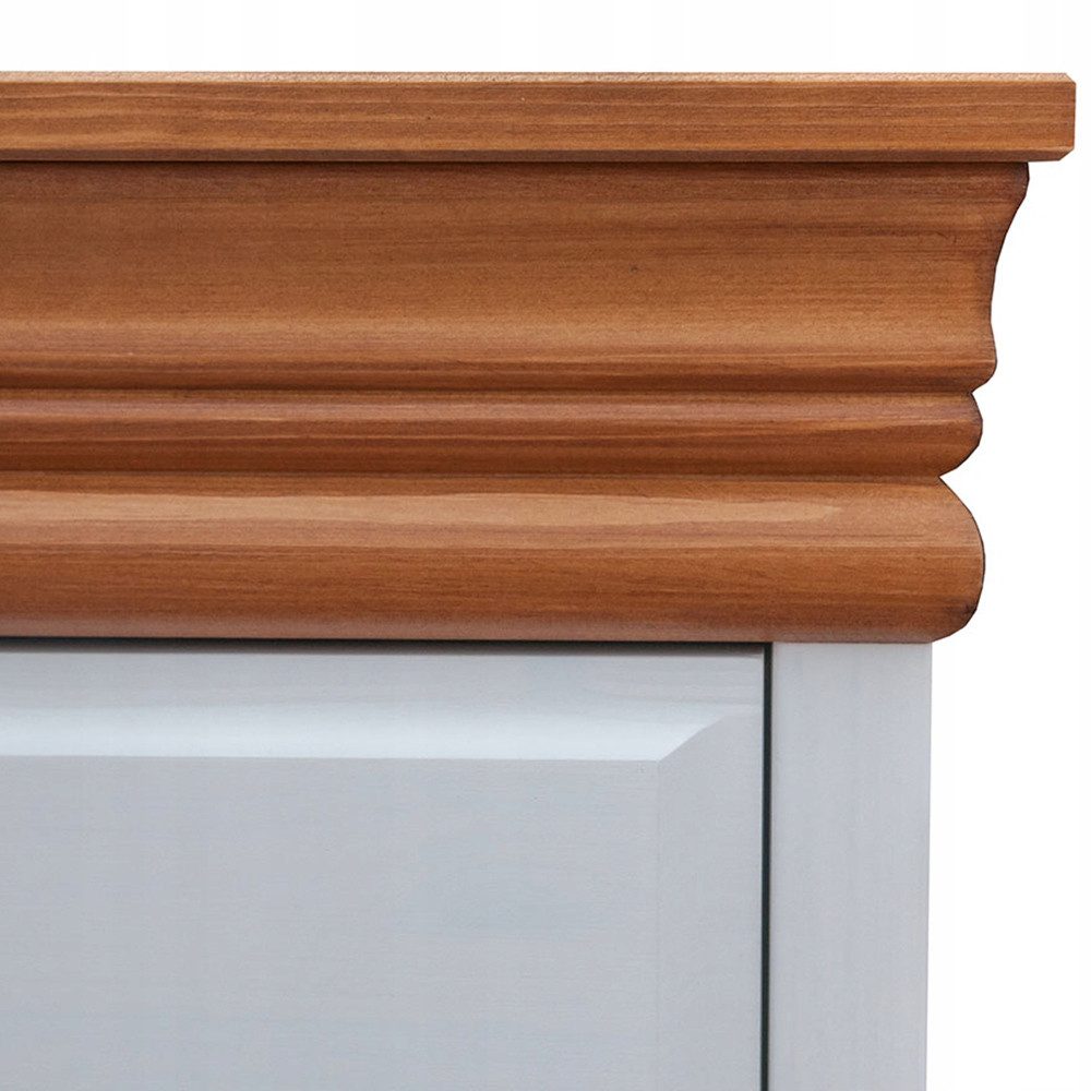Lomadox Nachtschrank TERMOLI-163 Kiefer massiv in weiß mit braun, 50 cm, 1 Tür rechts/links montierbar