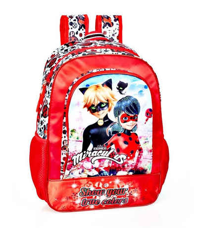 Miraculous - Ladybug Kinderrucksack Ladybug & Cat Noir - Rucksack, 39x32x15 cm (Reißverschluss, Mädchen), Schultergurt