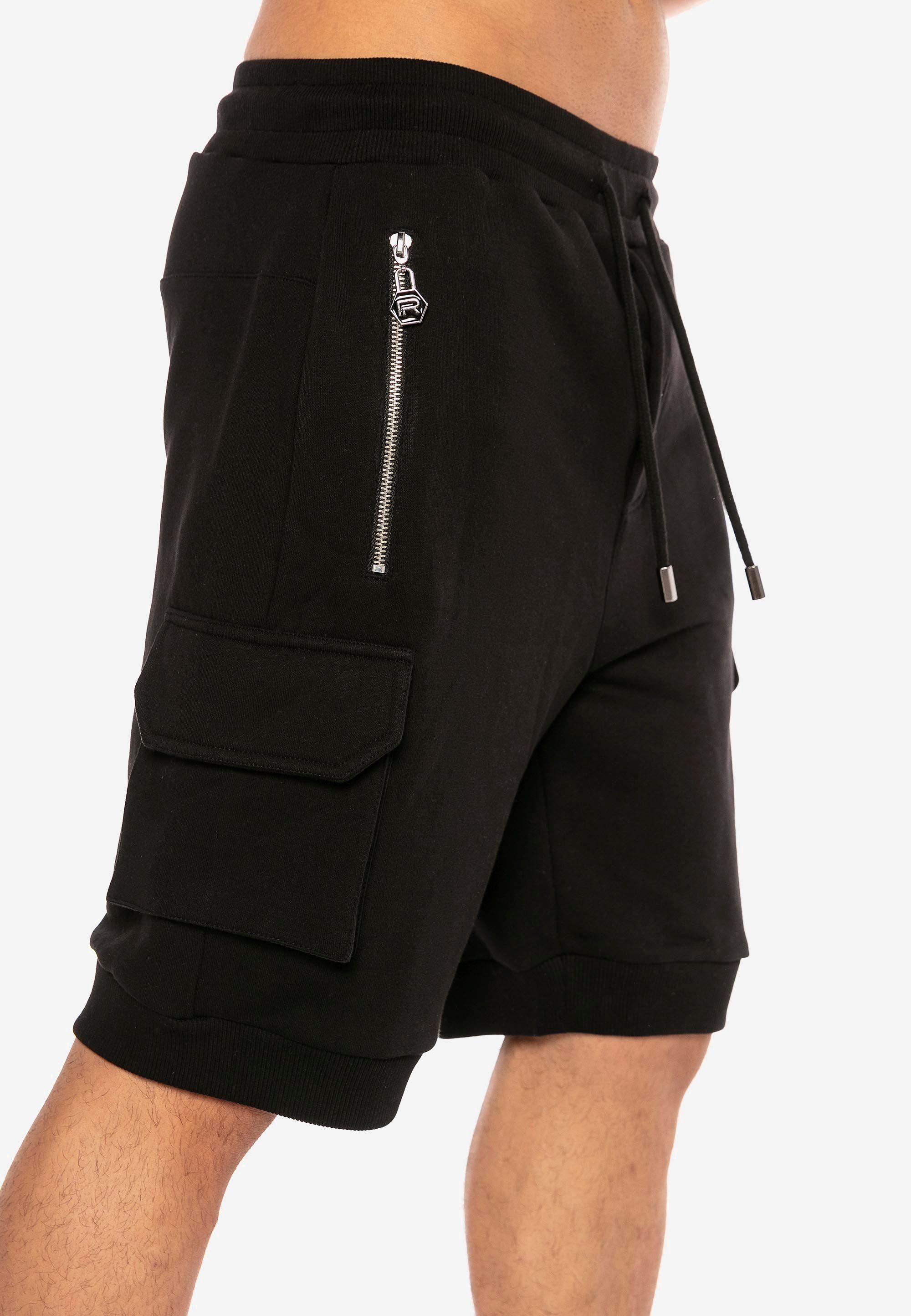 RedBridge Shorts mit Rippstrickbündchen am Beinabschluss schwarz