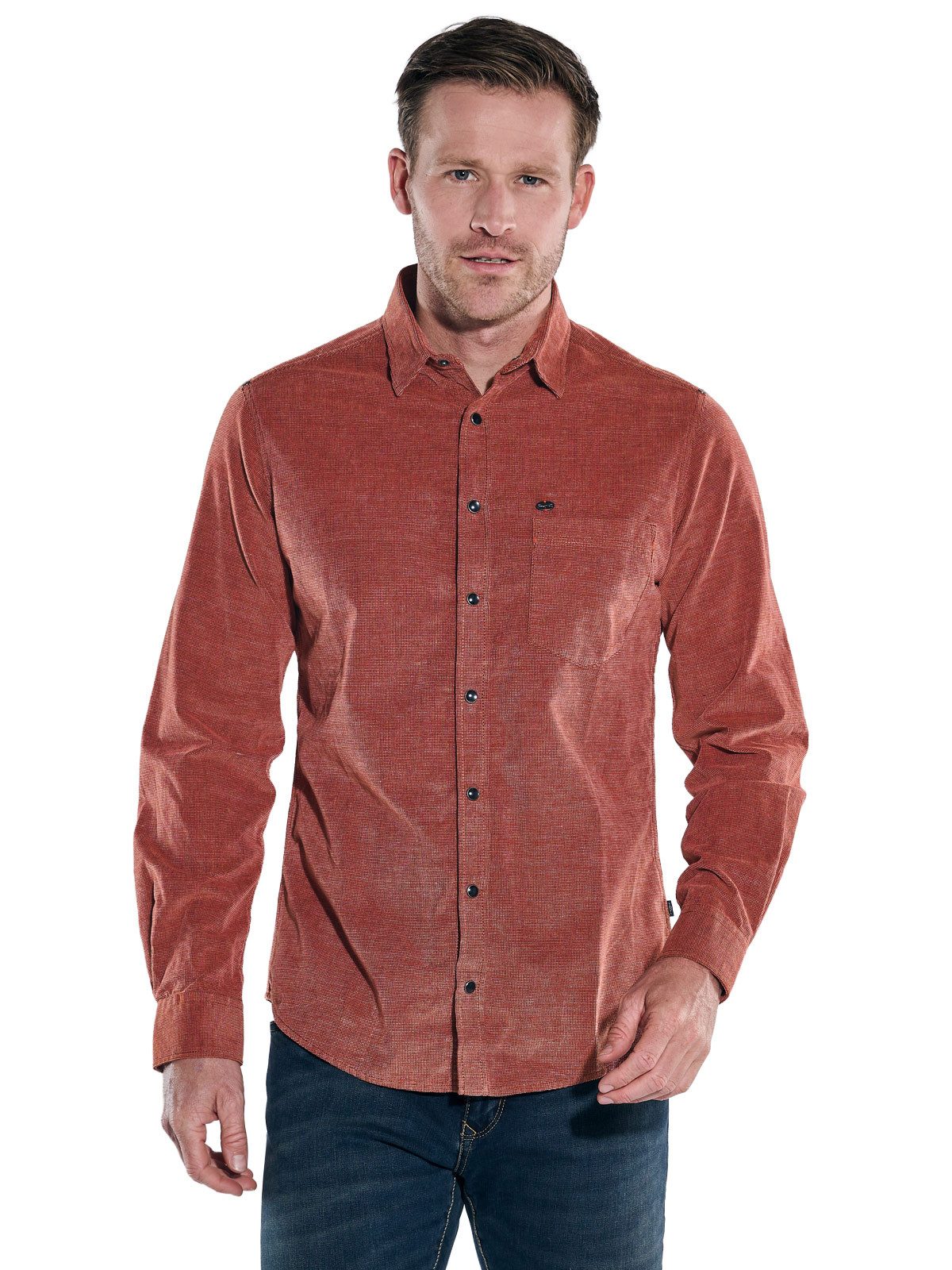 Engbers Langarmhemd engbers Herren Cordhemd, Rostorange