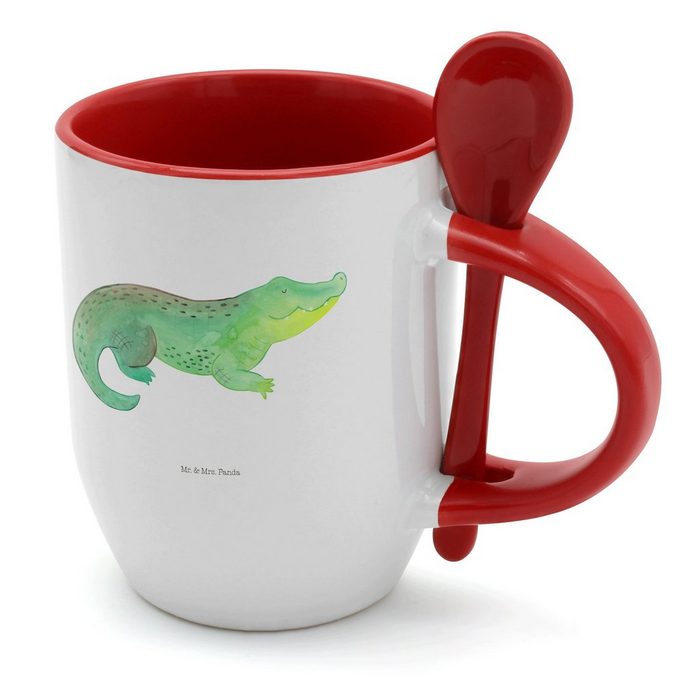 Mr. & Mrs. Panda Tasse Krokodil - Weiß - Geschenk Urlaub Kaffeebecher Reiselust Tasse T Keramik