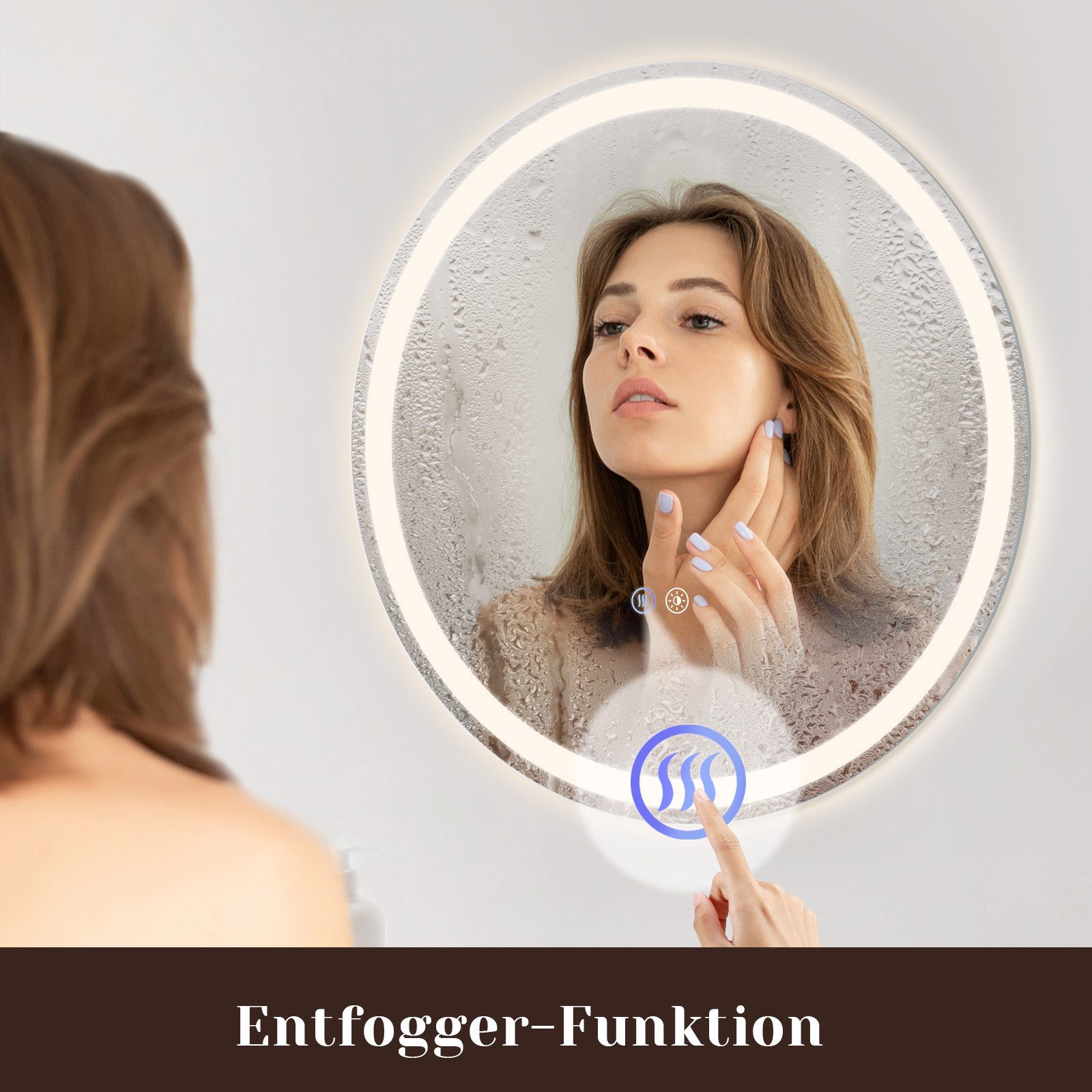 ZMH Badspiegel mit Entfogger-Funktion Rund Weiß Dimmbar zimmerspiegel (Pack günstig online kaufen