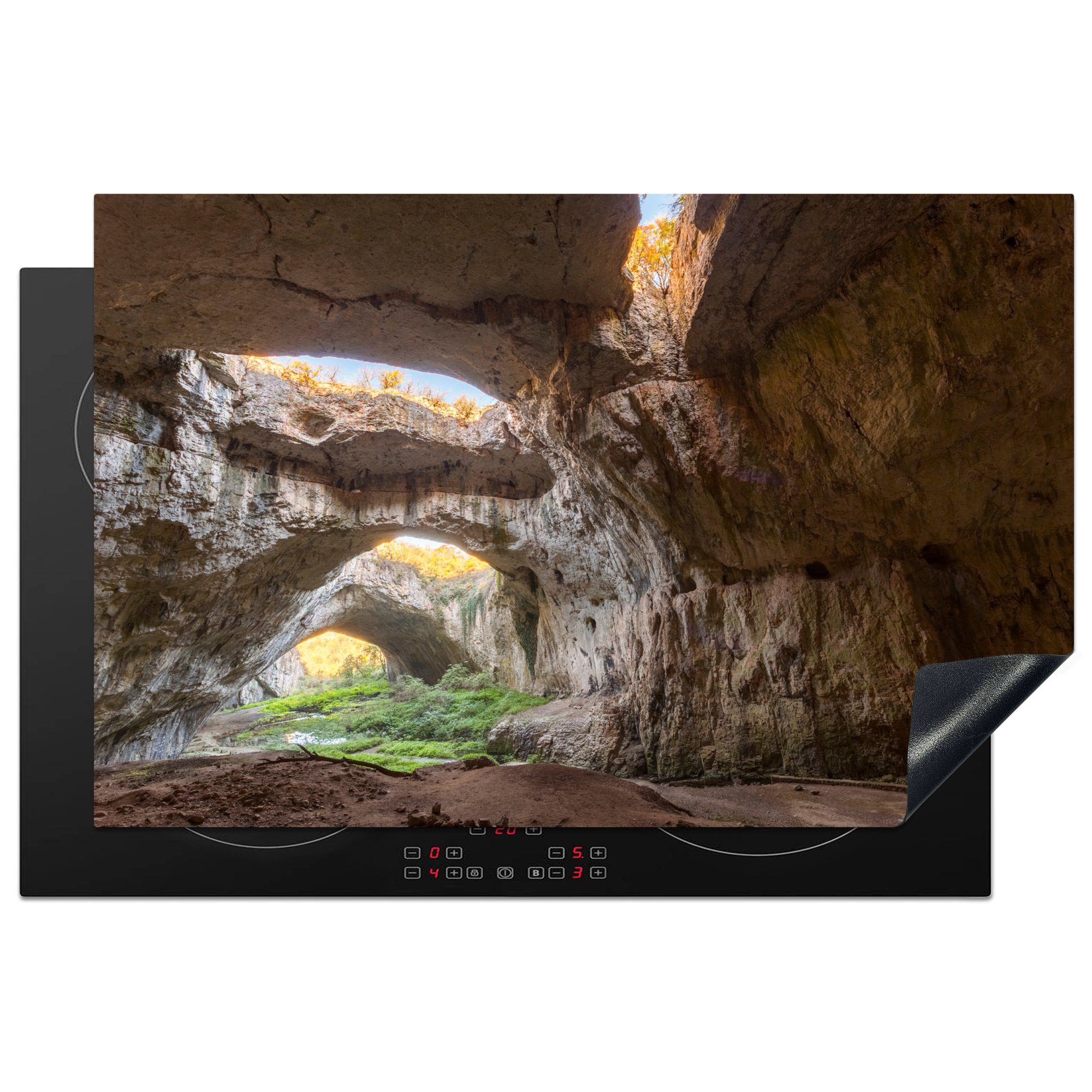 MuchoWow Herdblende-/Abdeckplatte Löcher im Dach der Devetashka-Höhle in Bulgarien, Vinyl, (1 tlg), 81x52 cm, Induktionskochfeld Schutz für die küche, Ceranfeldabdeckung