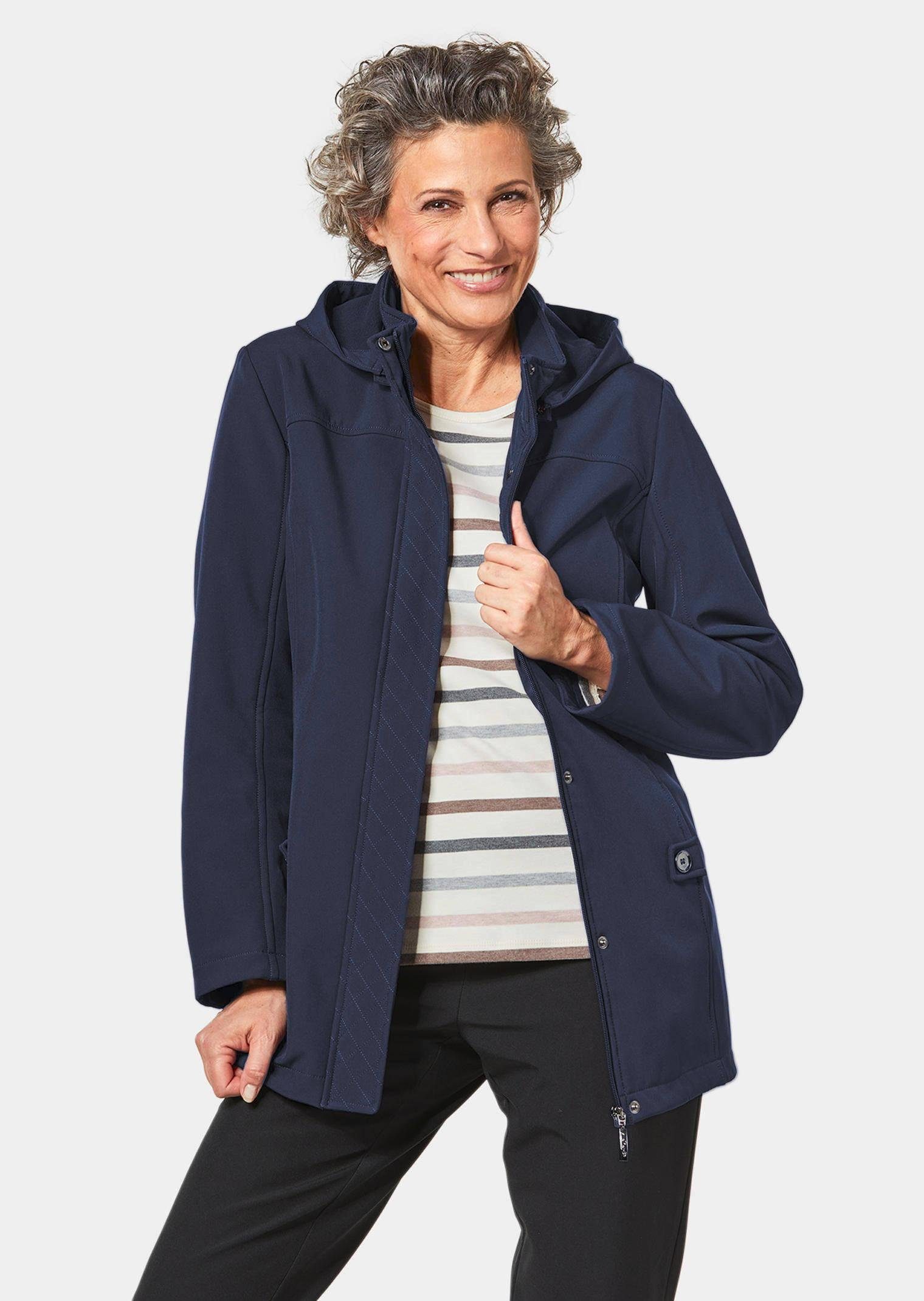 GOLDNER Funktionsjacke Wasserabweisende Softshelljacke mit Kapuze marine