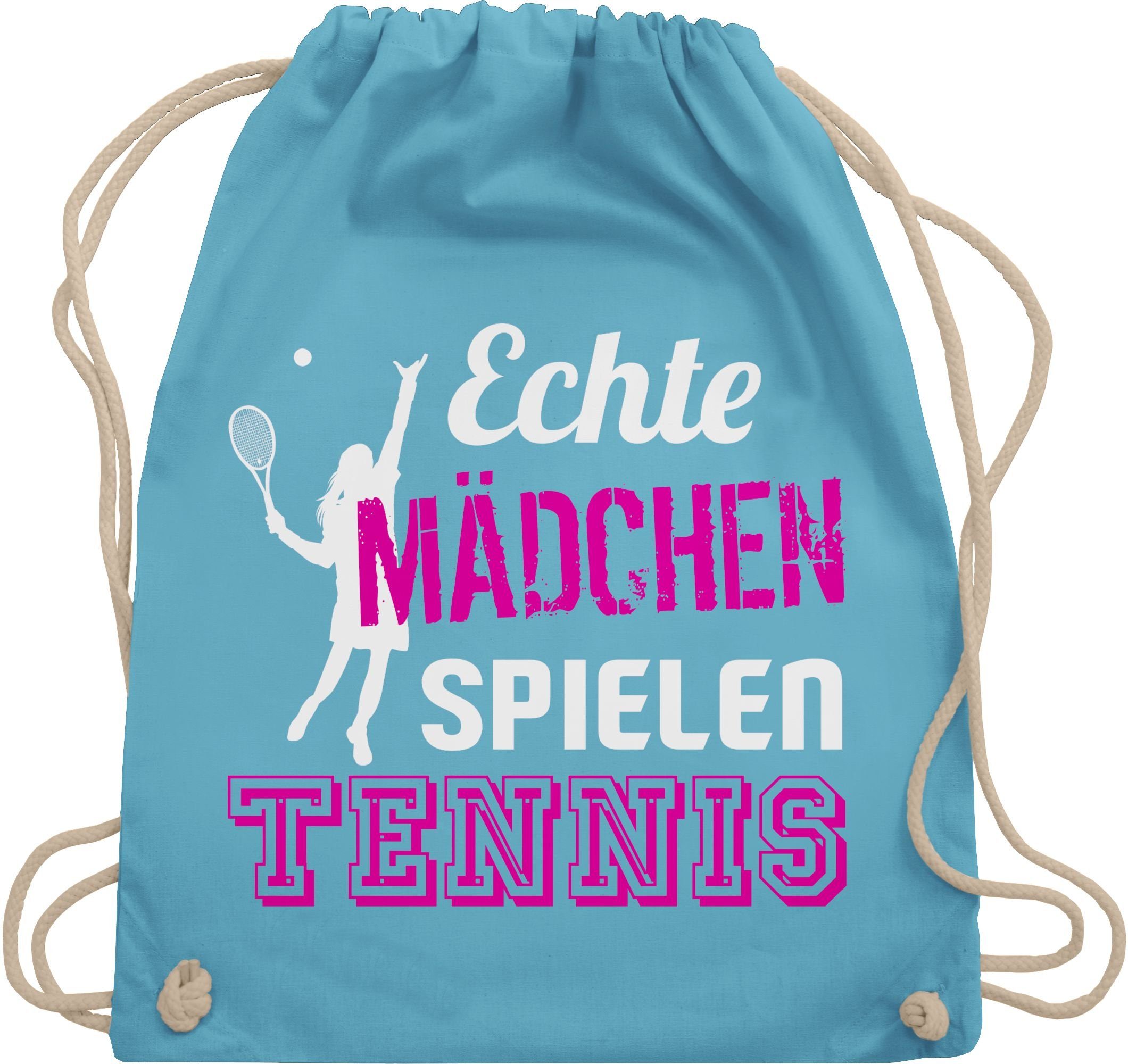 Shirtracer Turnbeutel Echte Mädchen spielen Tennis, Tennis Zubehör