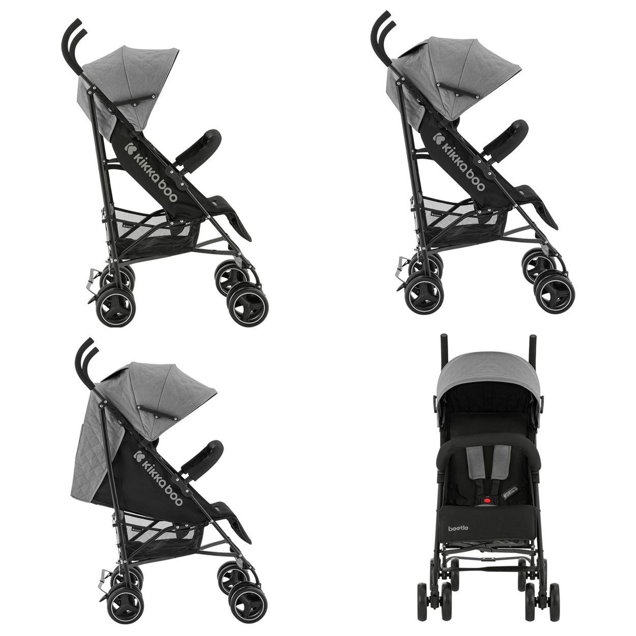 Kikkaboo Kinder-Buggy Kinderwagen Käfer Stahlrahmen, Stahlrahmen, Korb, abnehmbare Vorderräder, Fußstütze