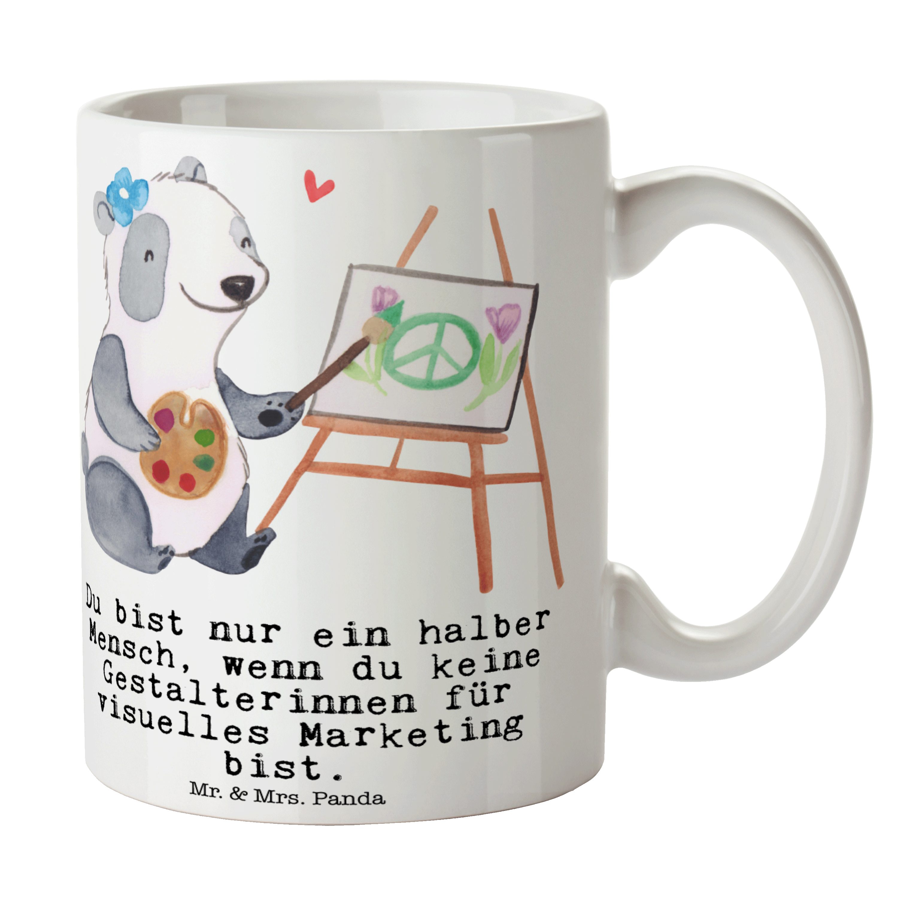 Marketing Geschenk, Mrs. Gestalterinnen mit Da, Herz & Weiß Panda Keramik - Tasse für Mr. visuelles -