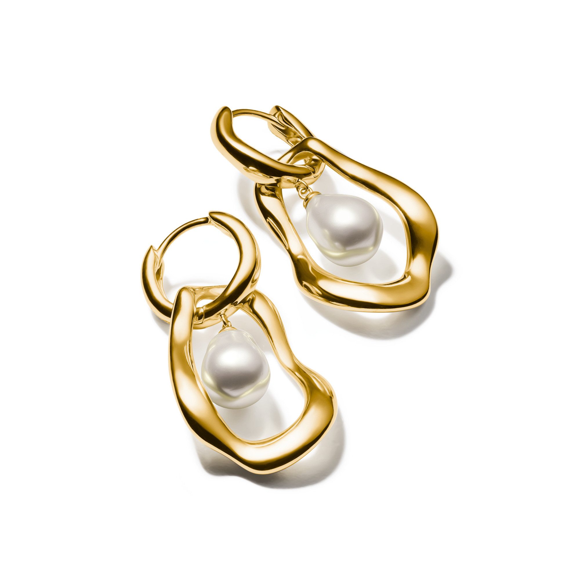 THOMAS SABO Paar Creolen Natural Beauty Statement-Creolen mit Anhänger, Bold Elegance, mit Süßwasserzuchtperle