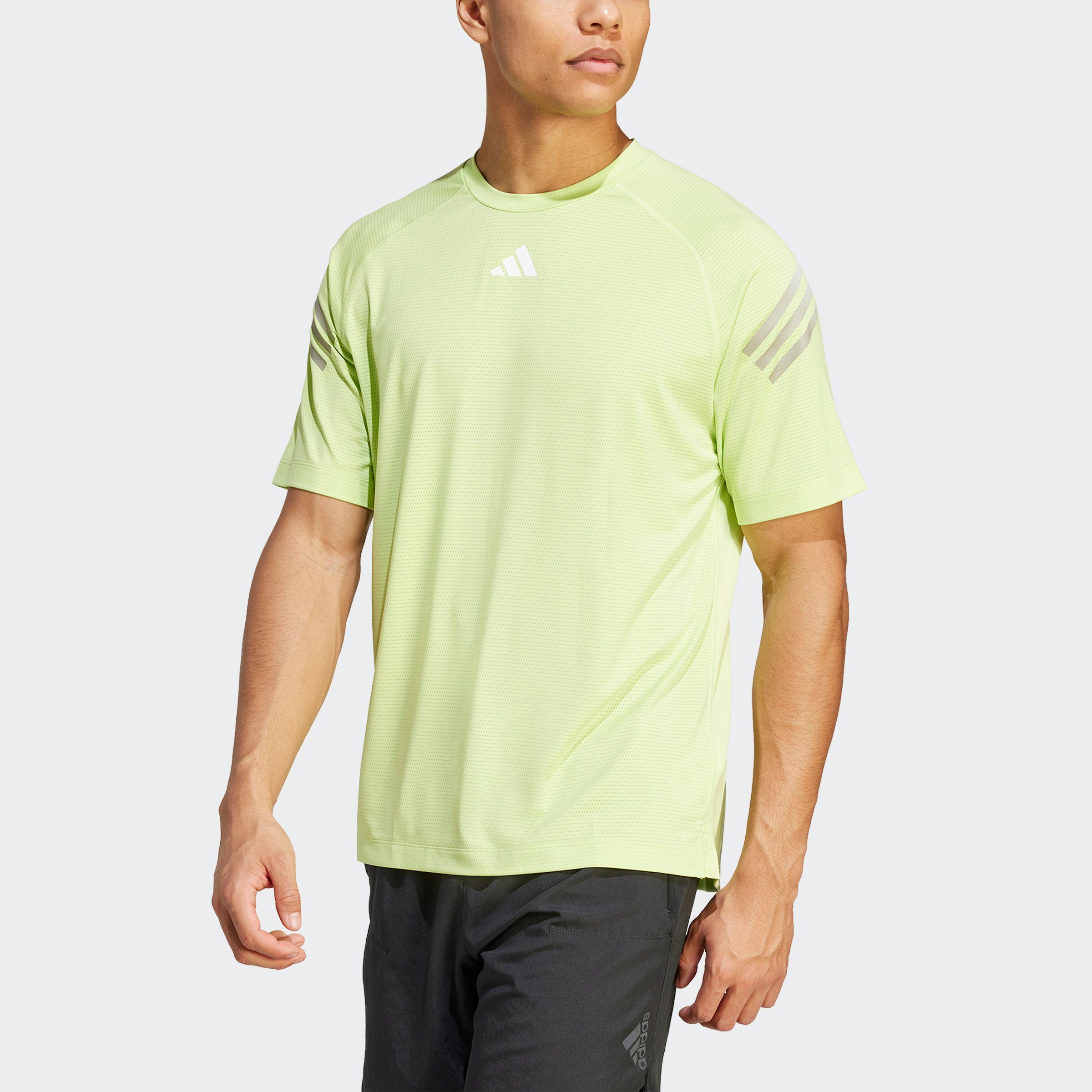 adidas Performance T-Shirt TRAIN ICONS 3-STREIFEN Silver / TRAINING Lime White Pebble / Pulse