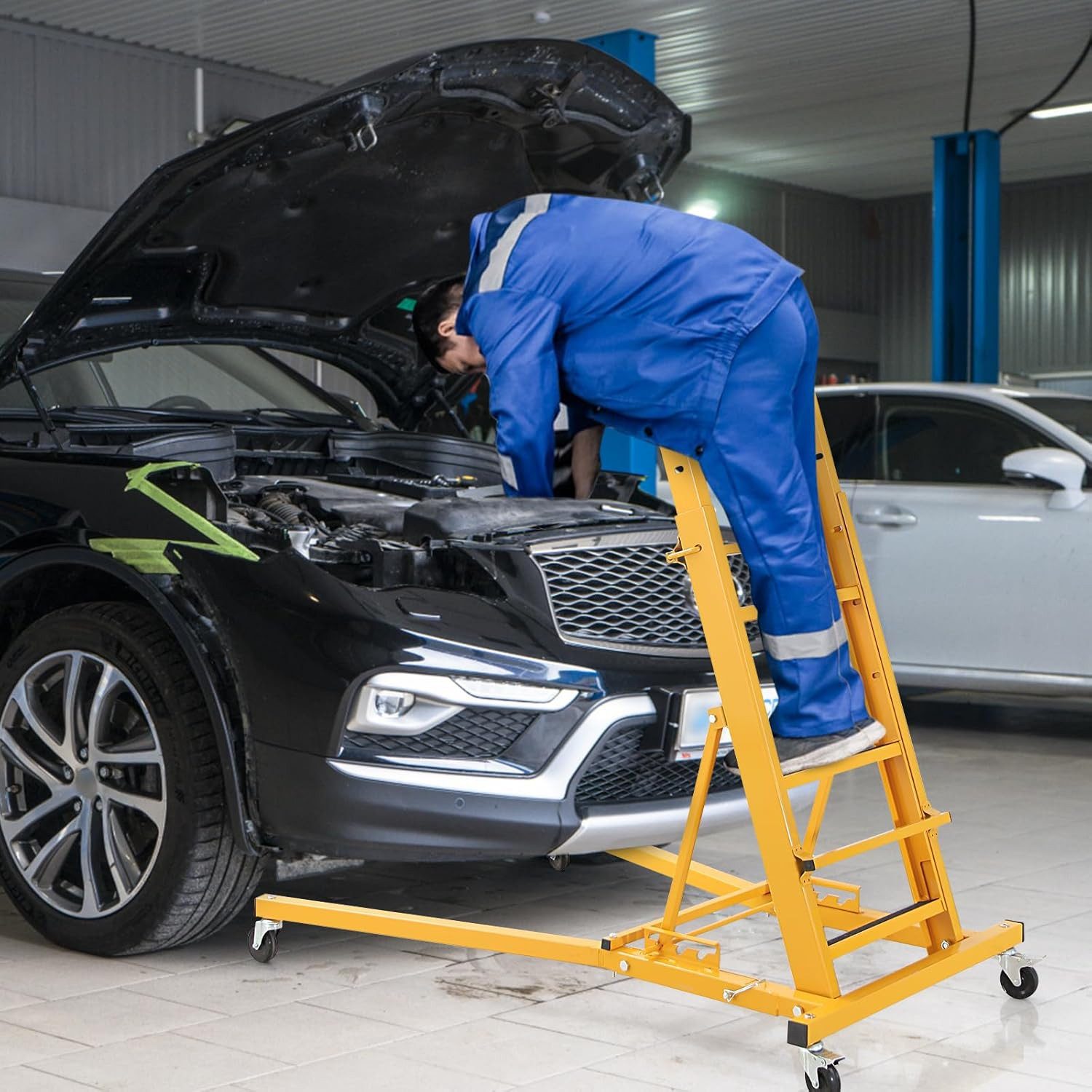 GarveeMore Reifenmontagemaschine Automotive Topside Creeper Kraftfahrzeuge,Faltbare Creeper, für Autoreparatur und -wartung, mit Einstellbarer Höhe,4 Lenkrollen