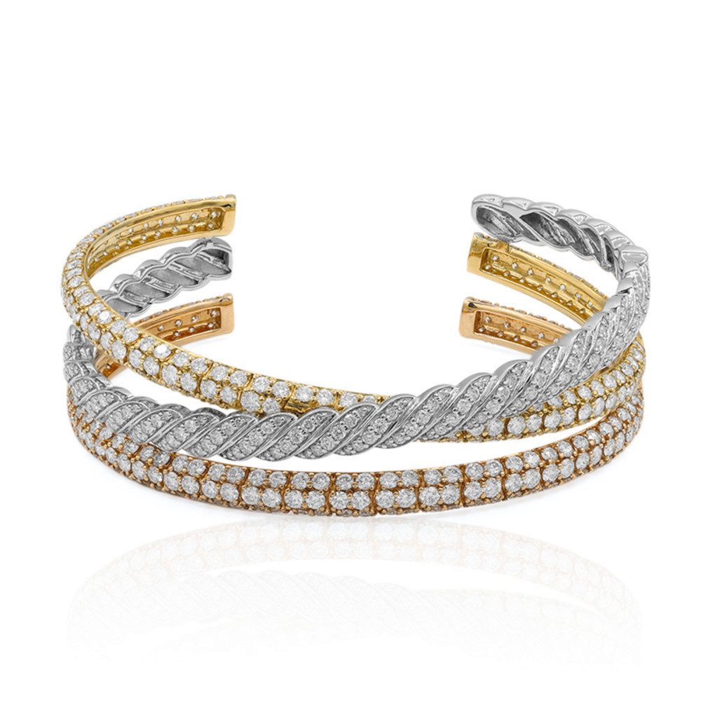 Cavill Goldarmband Cavill VVS1 Diamant Armband 11,64 ct 18K Gold Tricolor verstellbar (1-tlg)