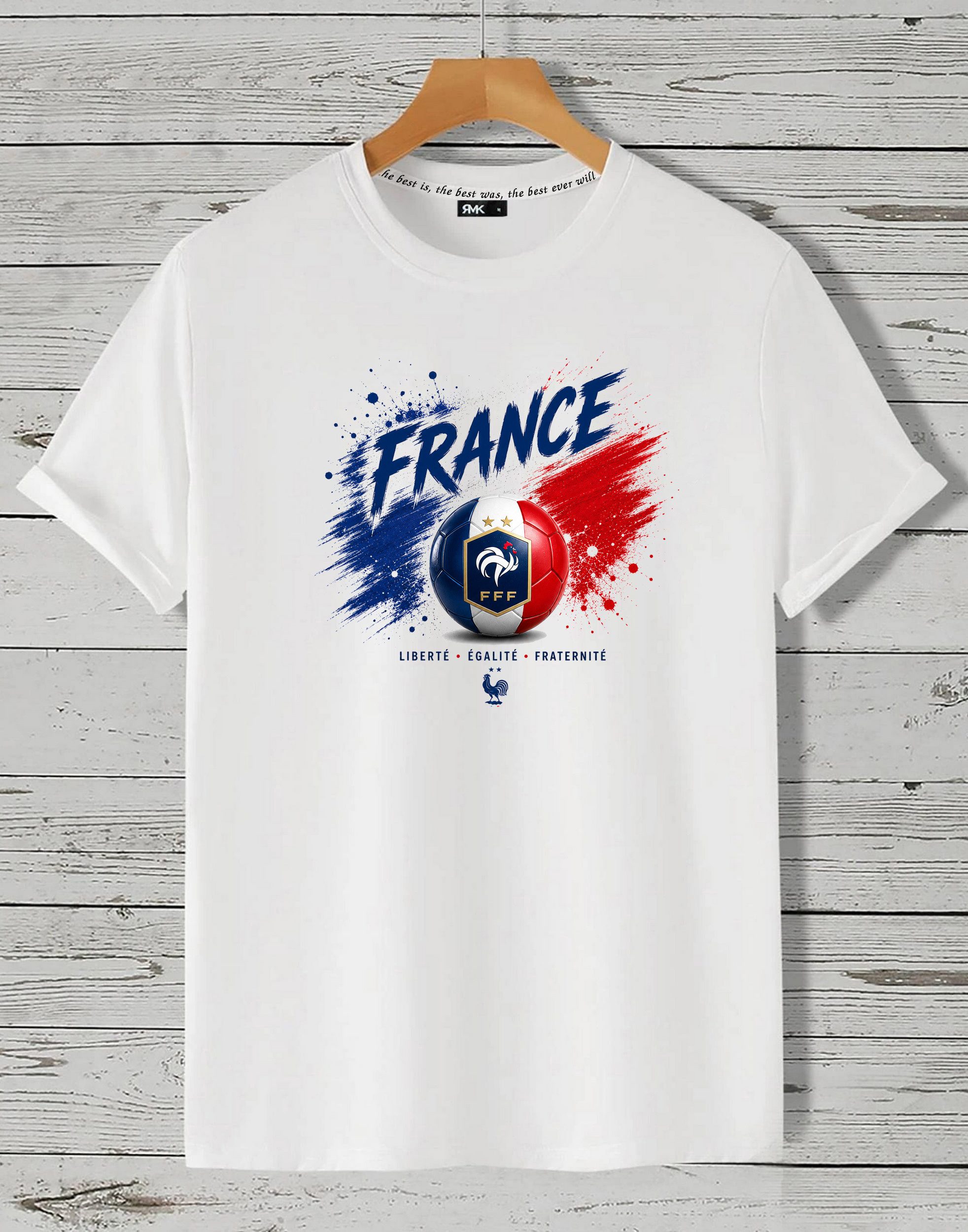 RMK T-Shirt Herren Shirt Basic Fußball France Frankreich WM 100% Baumwolle