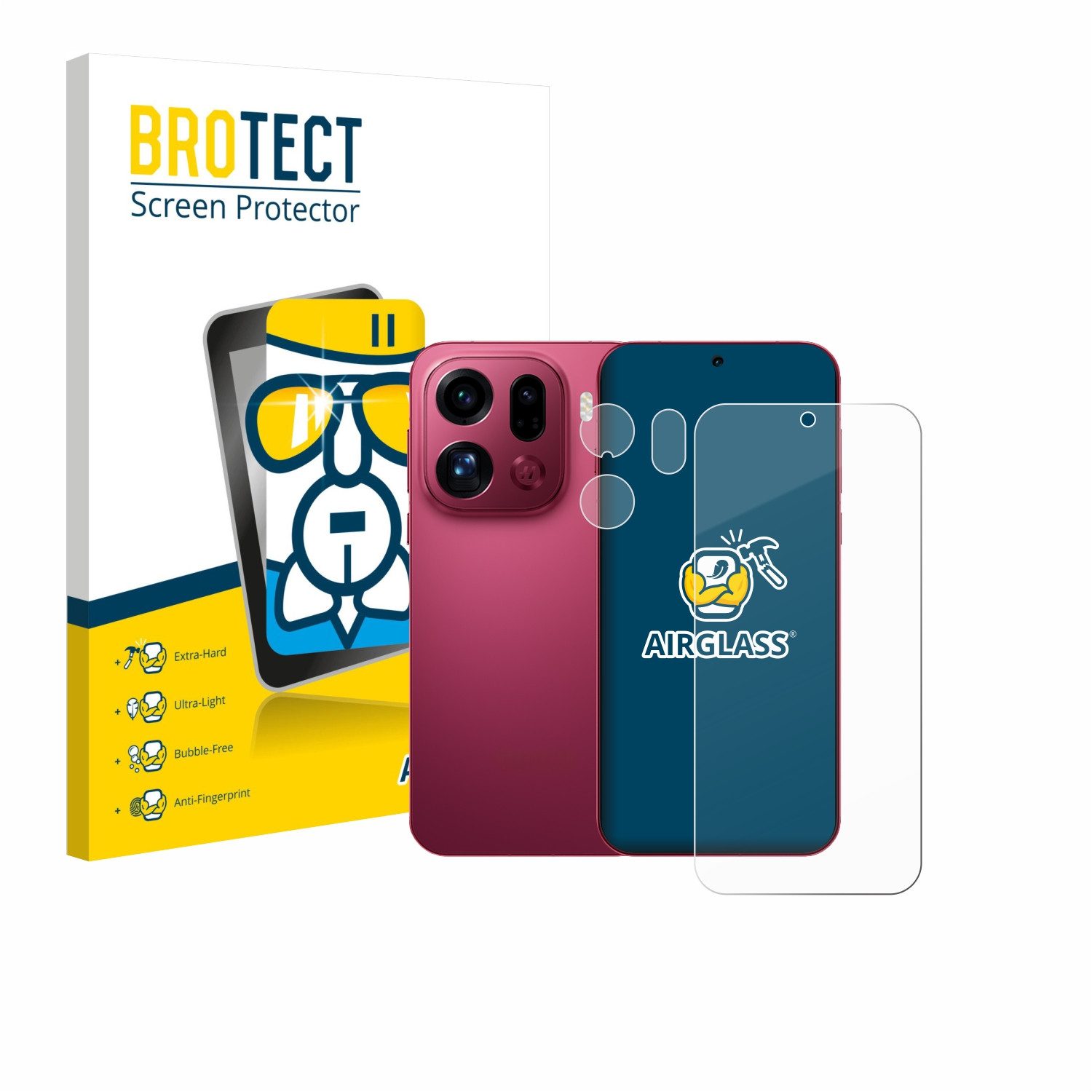 BROTECT Displayschutzglas Folie für Oppo Find X9 Pro (Display+Kamera), Schutzfolie Glas Panzer Display Schutz klar