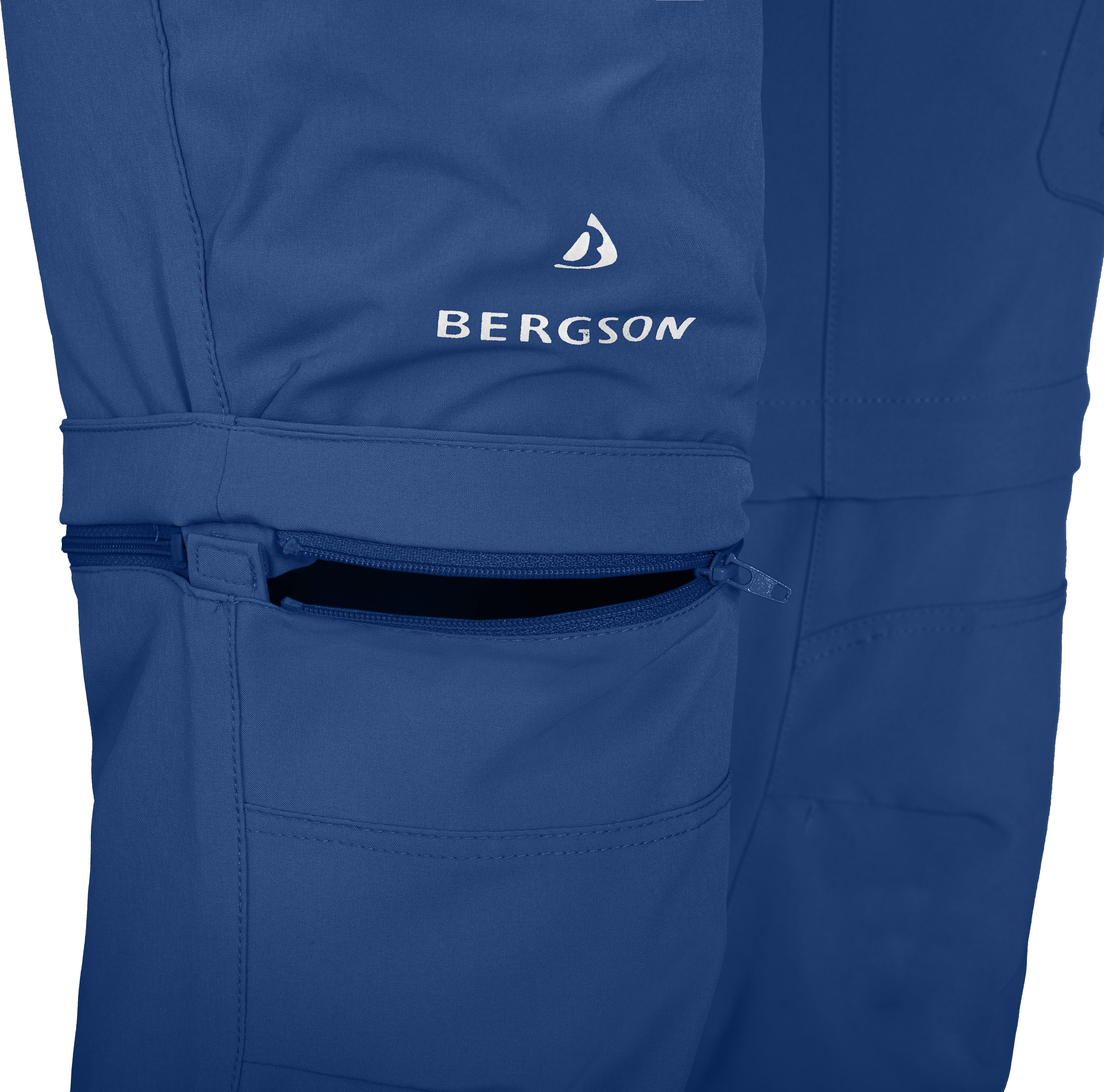 Bergson Outdoorhose FROSLEV Bermuda Zipp-Off Herren Wanderhose, recycelt, elastisch, 7 Taschen, Kurzgrößen, blau