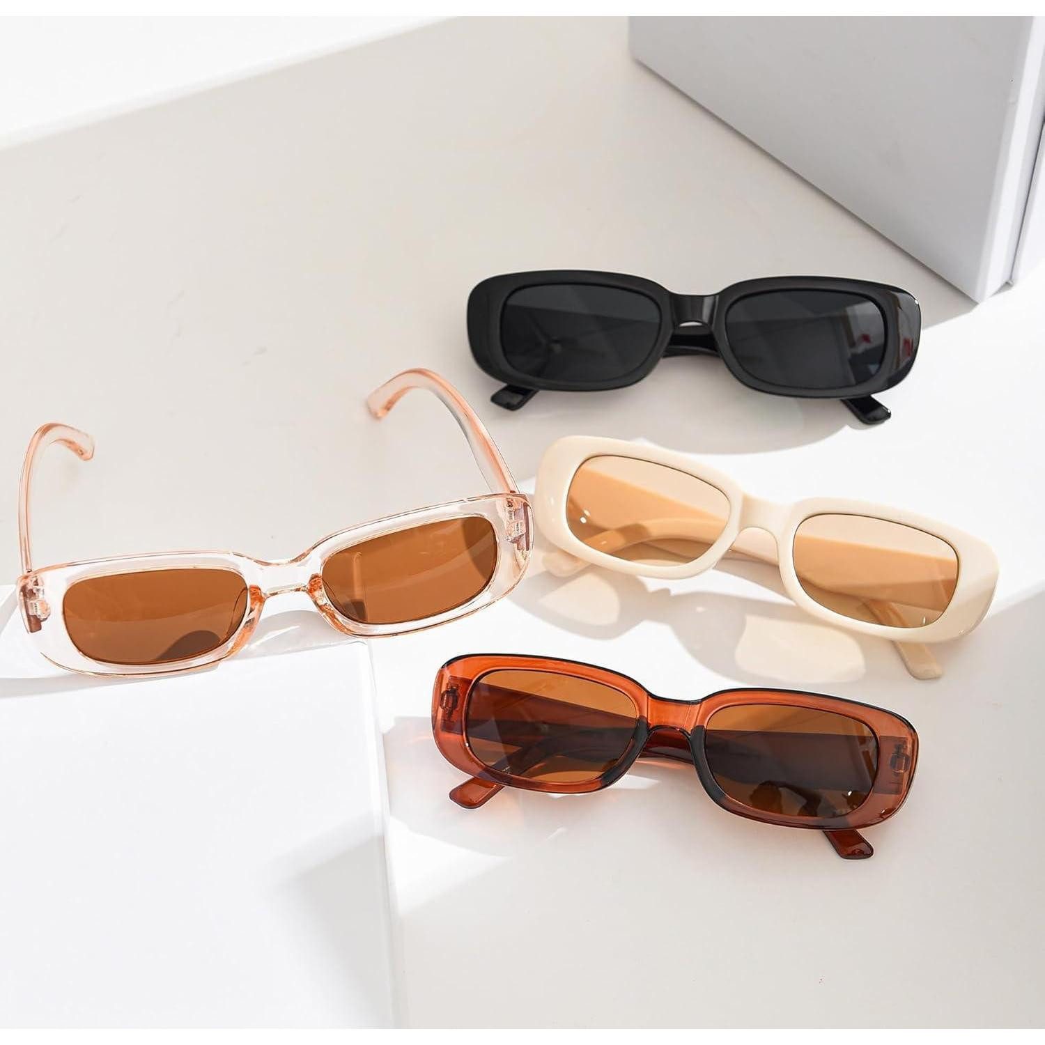 LuxusKollektion Retrosonnenbrille Sonnenbrille Damen rechteckig retro 90er Set 4er 4 Pack Mix E