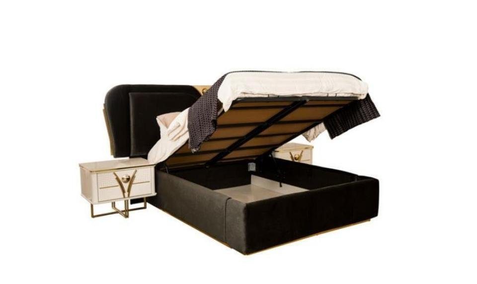 Schlafzimmer-Set, Betten JVmoebel Schminktisch Bett (Bett/2x Nachttische/Schminktisch), 4tlg Schlafzimmer Set Doppelbett Stoff