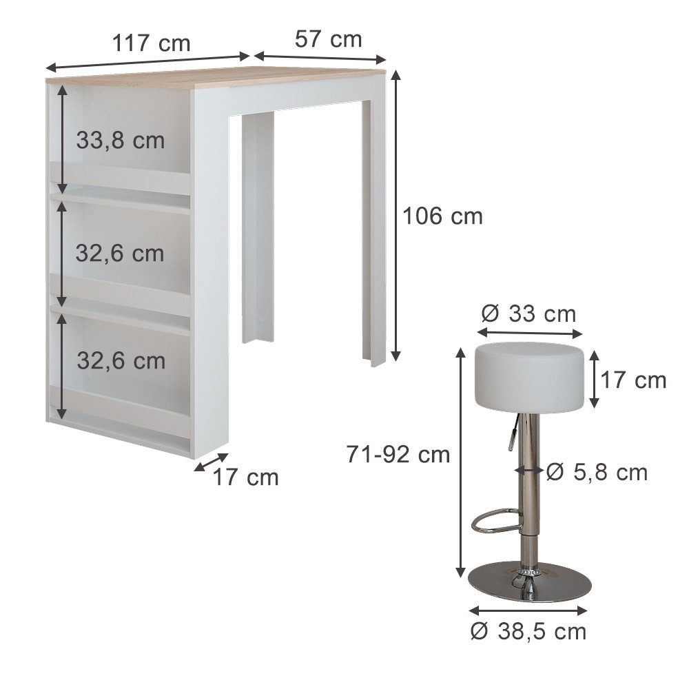 Vicco Bartisch Repose, Weiß/Sonoma/Weiß, 57 x günstig online kaufen
