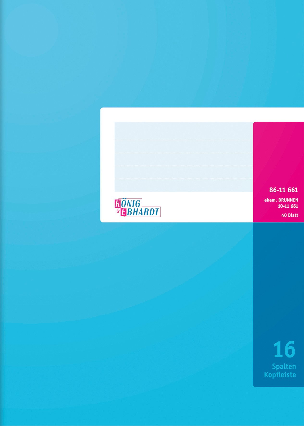 König & Ebhardt Notizbuch Ebhardt 86-11661 Spaltenbuch Kopfleisten-Ausführung - A4 16 Spalten 40