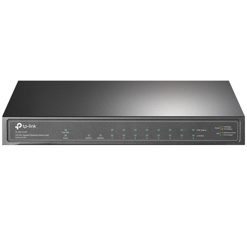 tp-link TL-SG1210P Netzwerk-Switch (10-Port-Gigabit-Desktop-Switch mit 8 PoE+ Ports, 1 SFP-Port)