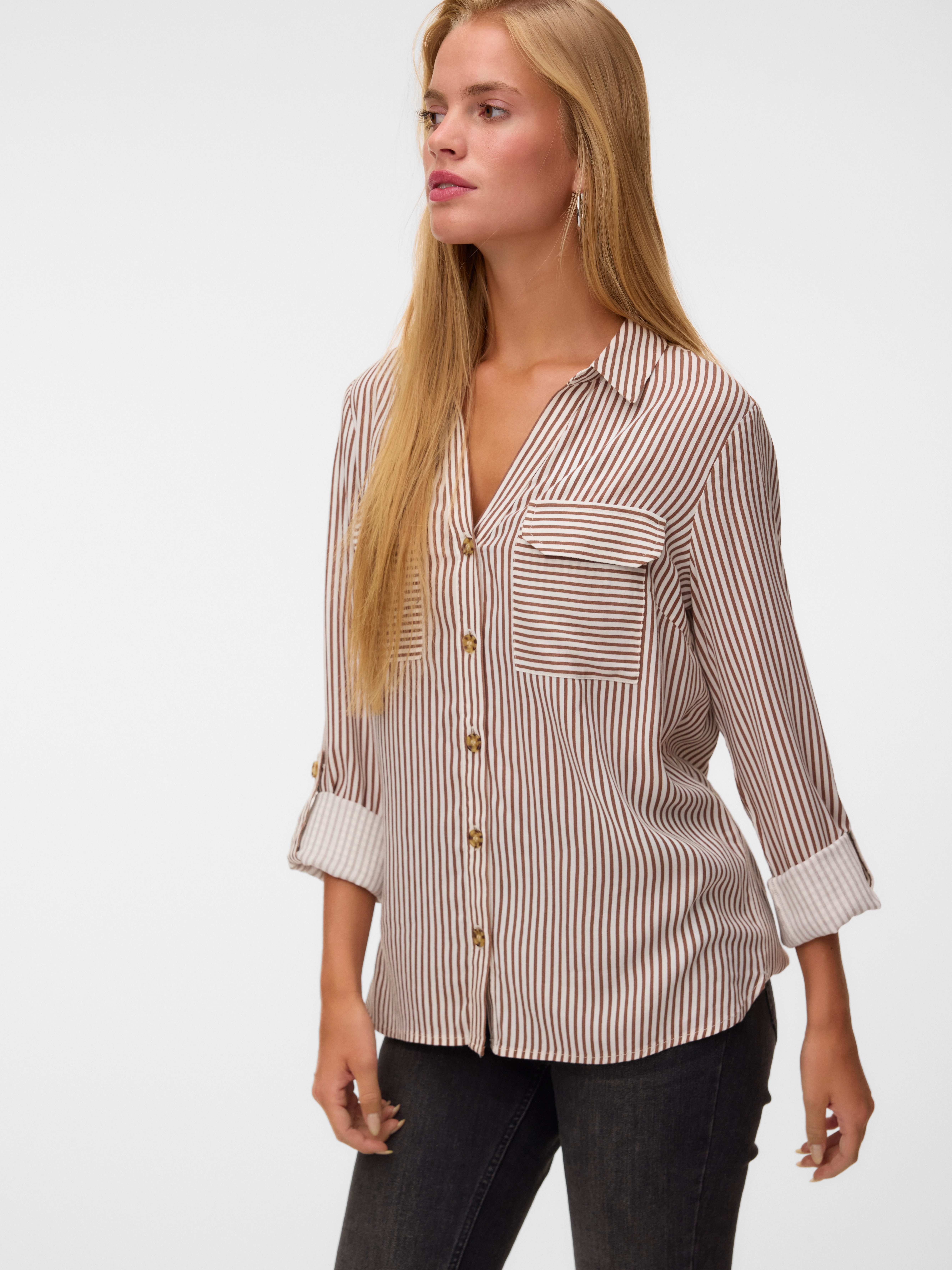 Vero Moda Hemdbluse VMBUMPY L/S SHIRT NEW WVN GA NOOS Viskose, regular fit