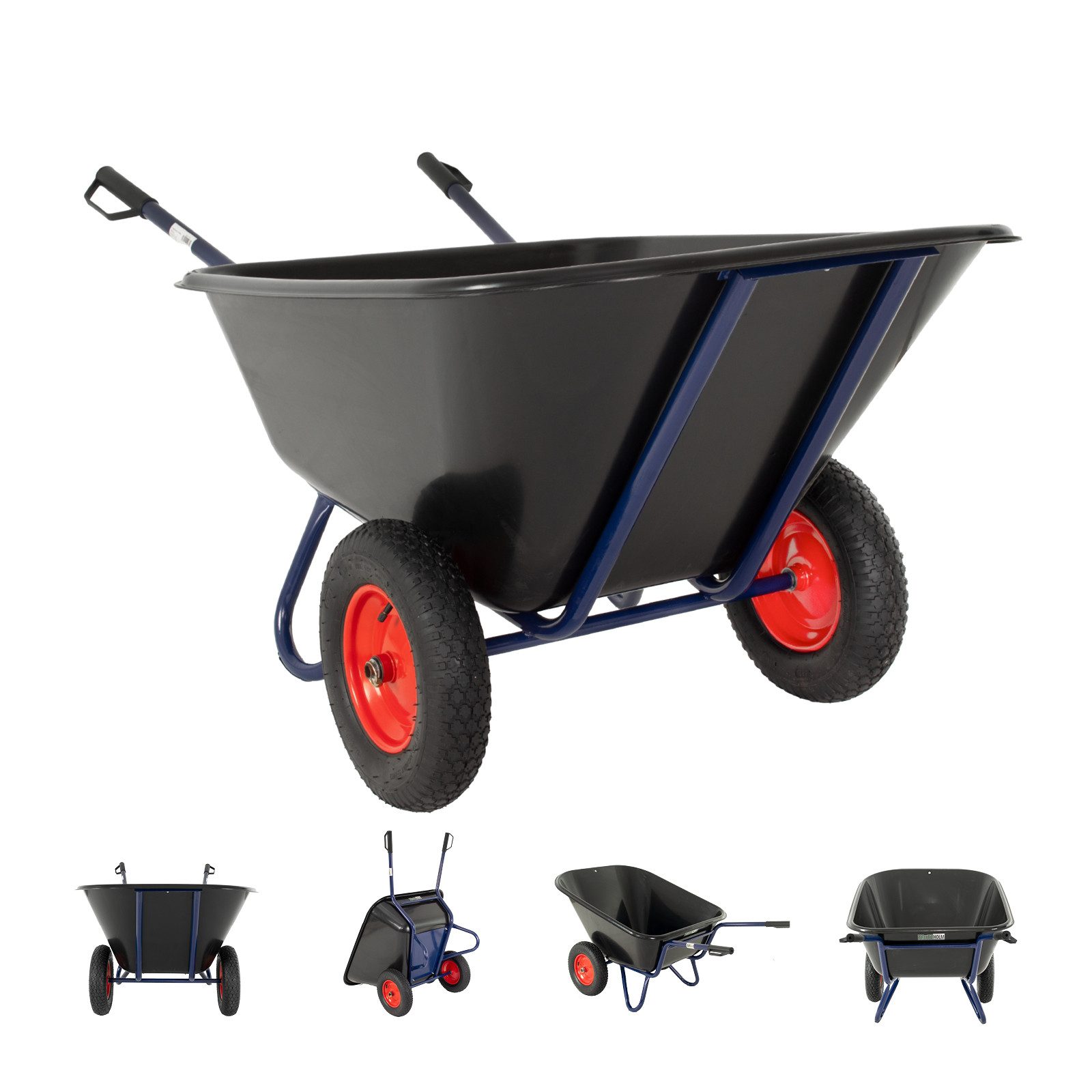 TRUTZHOLM Schubkarre 2-Rad 290 L Traglast 300 kg Luftbereifung Kunststoffwanne Stahlrahmen, (1-tlg), 2 Lufträder leichtes Rangieren, robuste Konstruktion