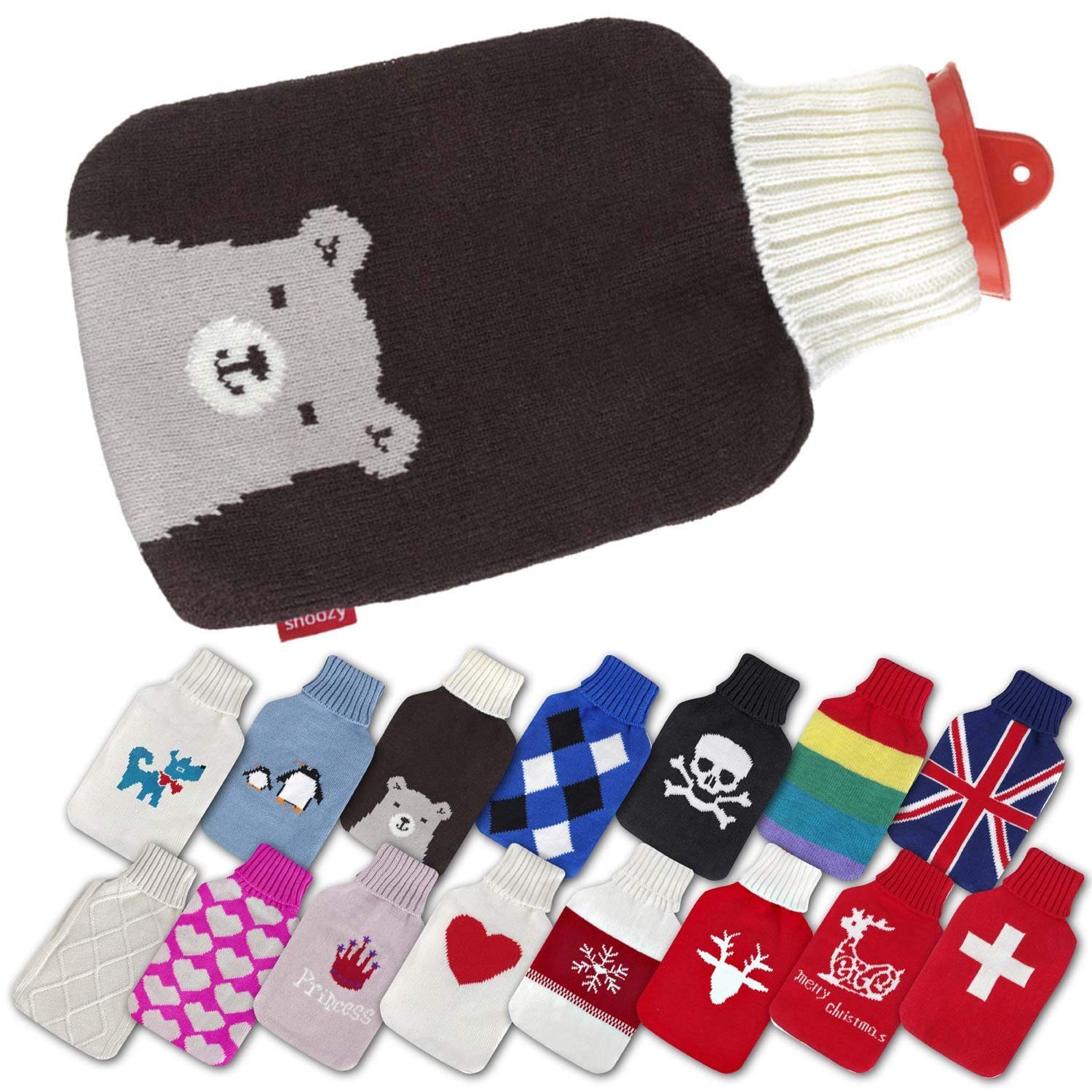 Goods+Gadgets Wärmflasche Wärmflasche 2L – Bettflasche aus Naturkautschuk mit Abnehmbar Bezug, (2 Liter Bettflasche, aus Naturkautschuk), mit abnehmbaren Bezug