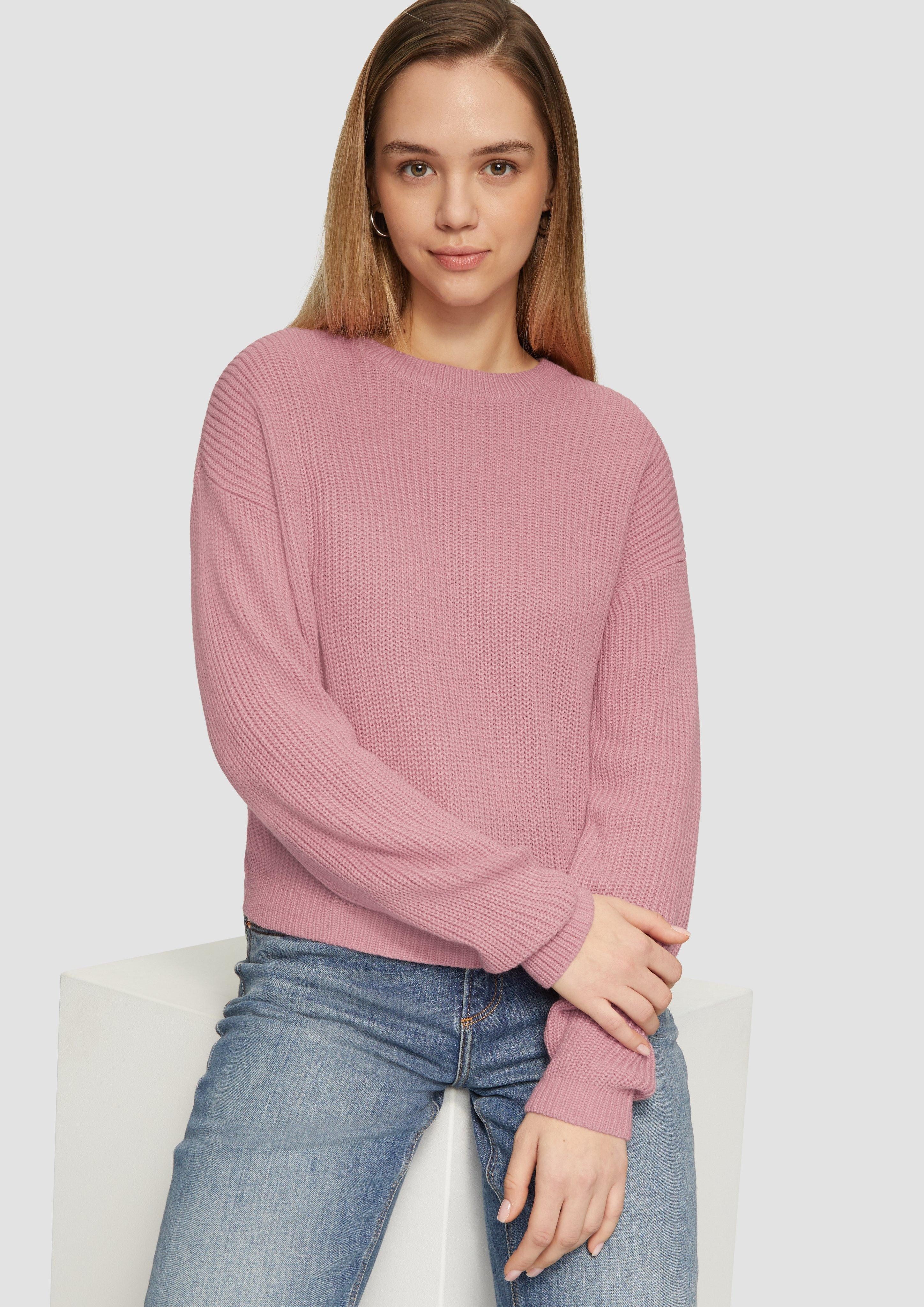 QS Strickpullover Verkürzter Pullover mit Raglanärmeln günstig online kaufen