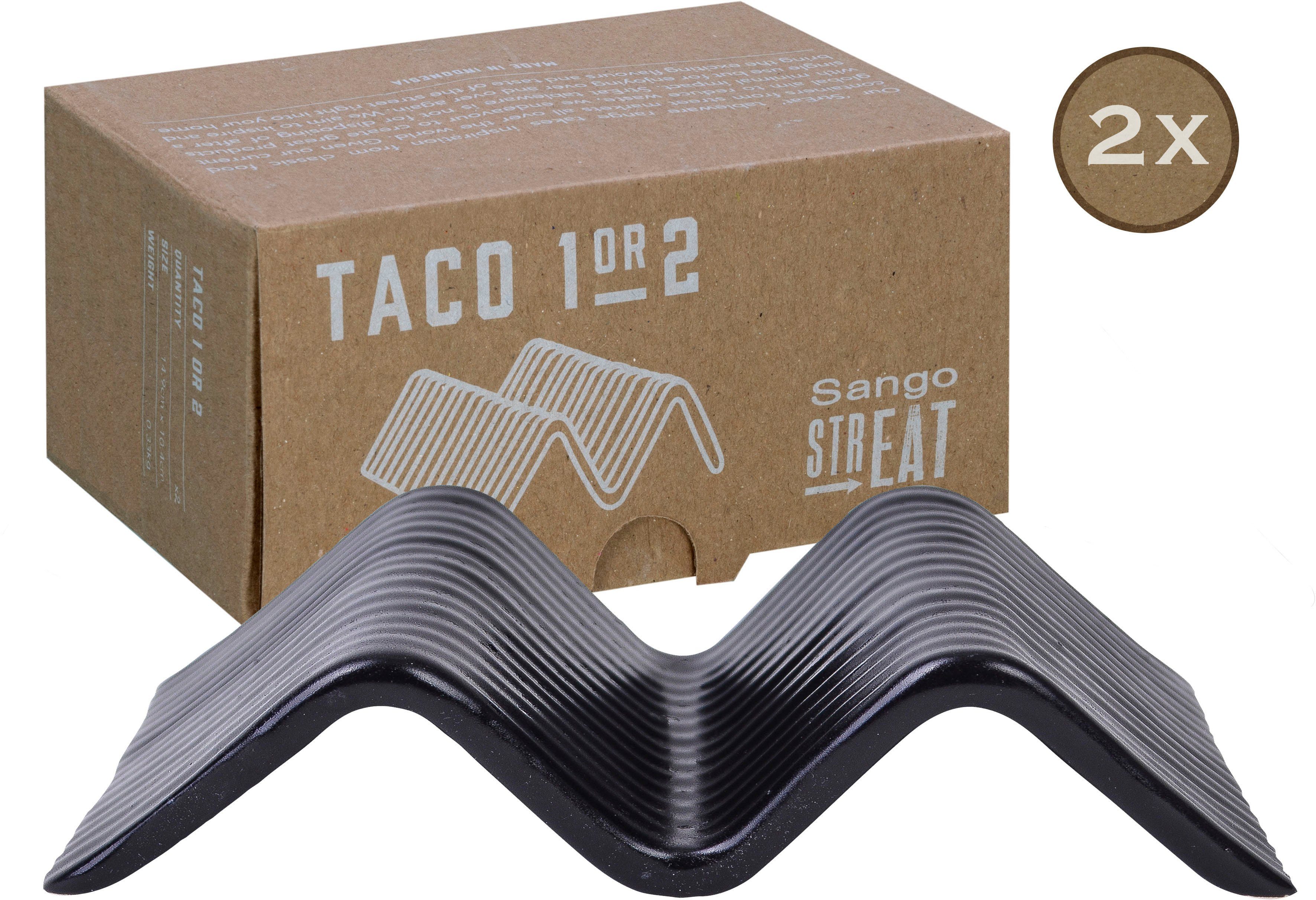 Stand, (Set, Servierplatte 2-tlg), Servier Topaktueller schwarz, Trend Set, Steinzeug, „Streat CreaTable Taco Food“