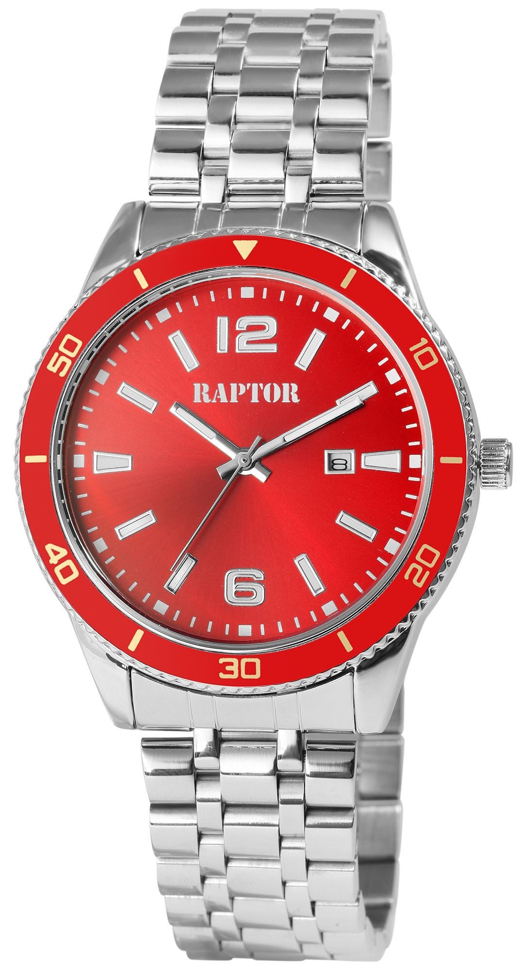 Raptor Quarzuhr mit Edelstahlarmband und Datumsanzeige