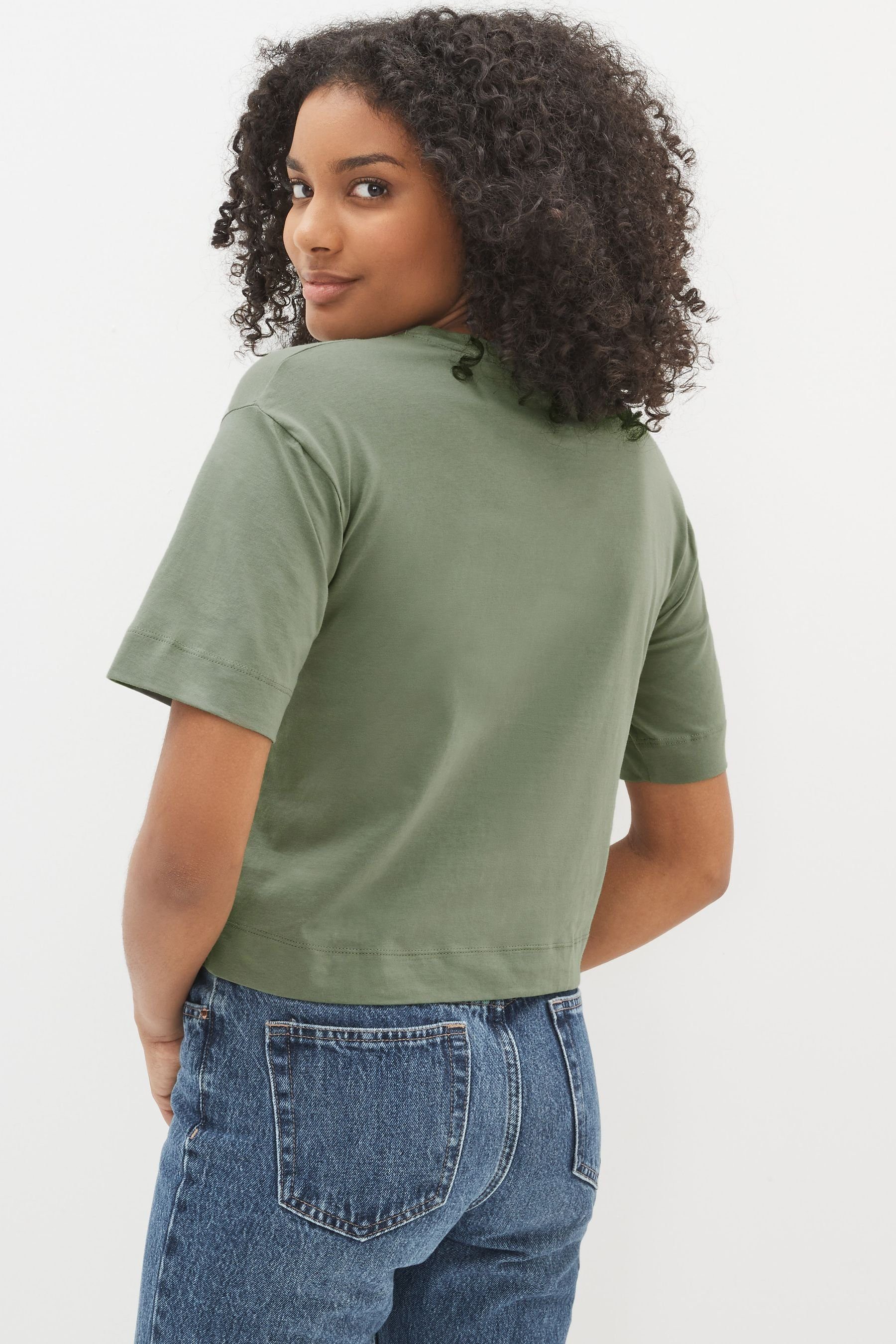 Green Fit T-Shirt Next (1-tlg) Kastiges T-Shirt Khaki Relaxed