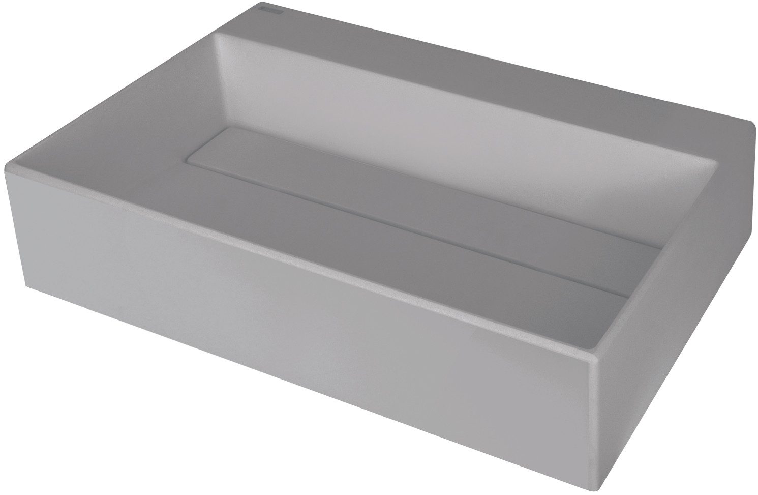 Deante Waschbecken Aufsatzwaschbecken Grau eckig in Granitoptik mit verdecktem Ablauf (Komplett-Set)