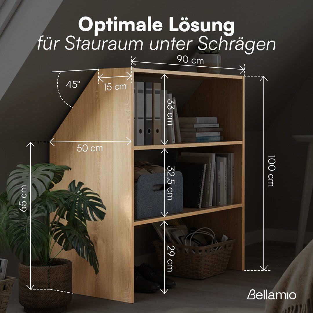 Bellamio Regal Aland Dachschrägenregal mit 45°-Winkel, Regal für Dachschrägen, Eiche, 90 cm breit, verfügbar mit & ohne Türen – Bild 5 von 5