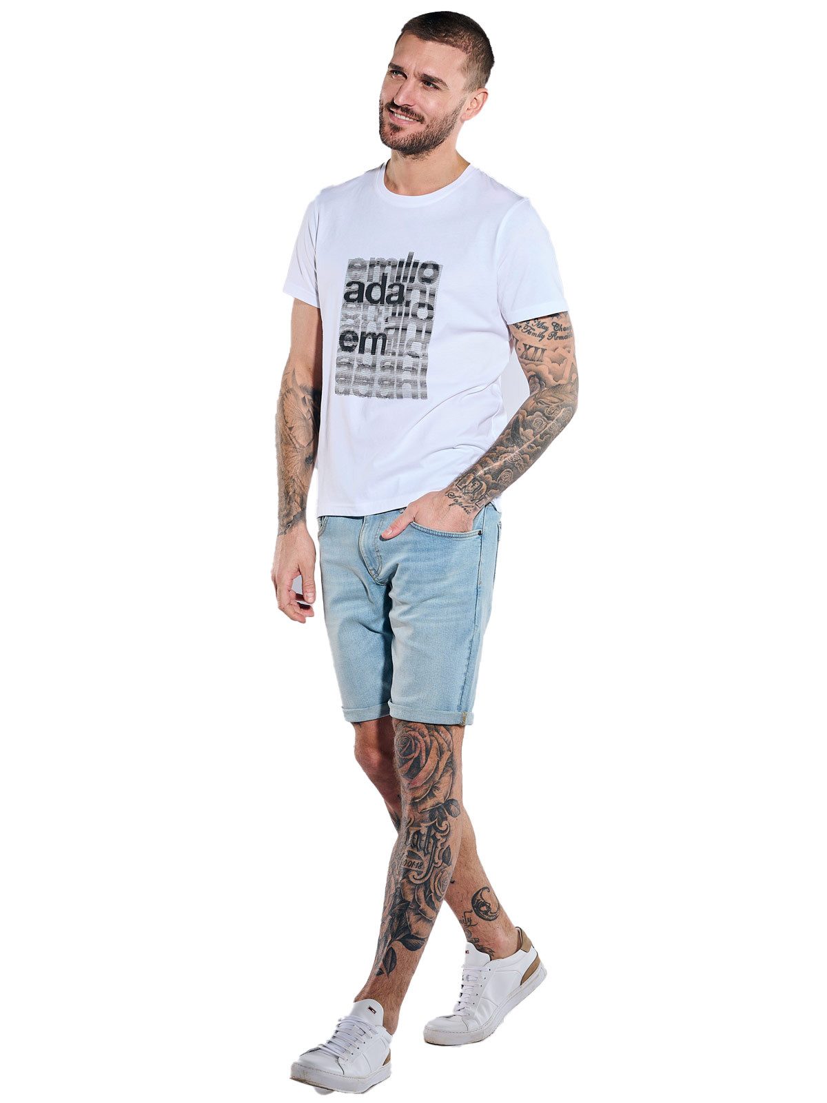 emilio adani T-Shirt Herren T-Shirt regular, Reinweiss