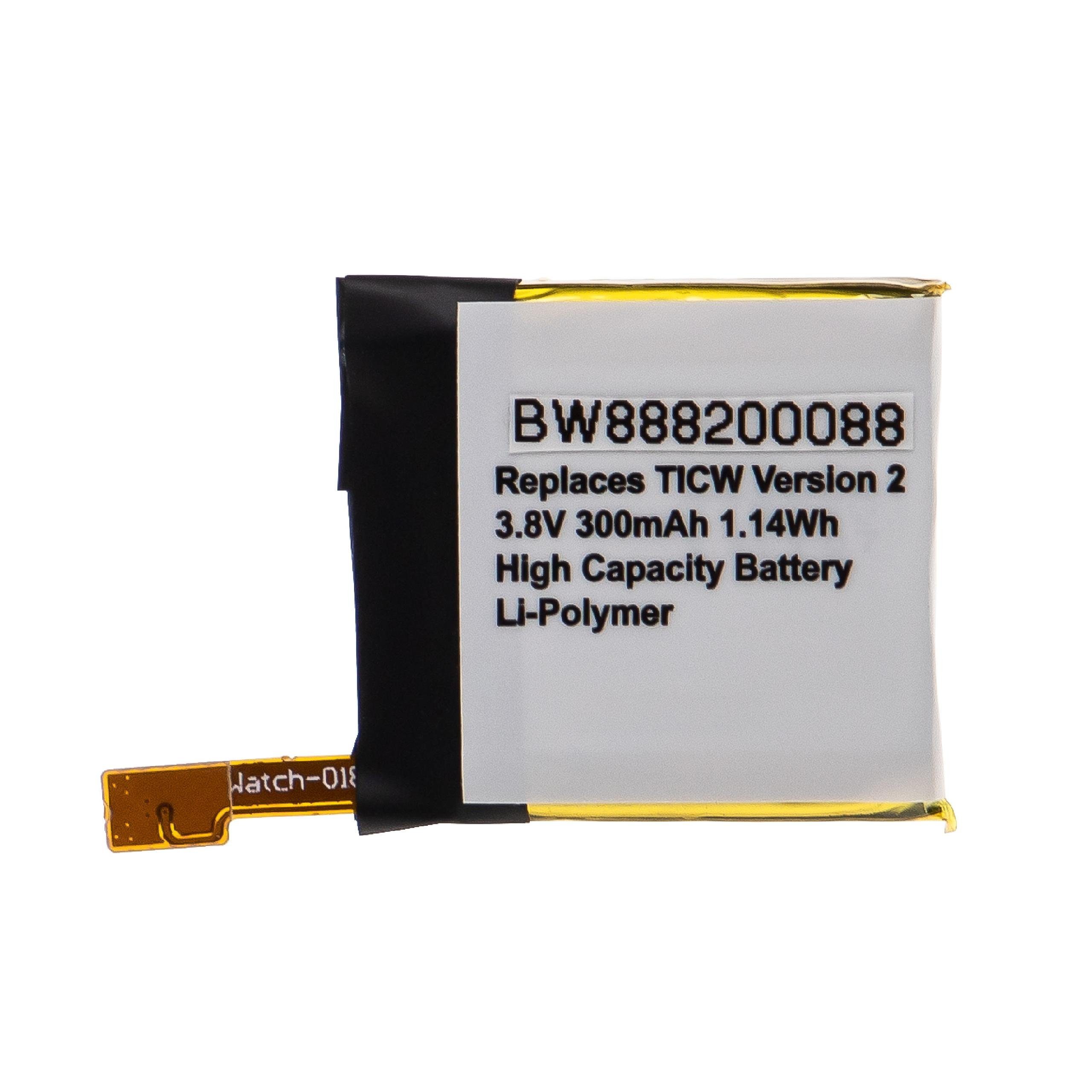 vhbw kompatibel mit TicWatch 2 Akku Li-Polymer 300 mAh (3,8 V)