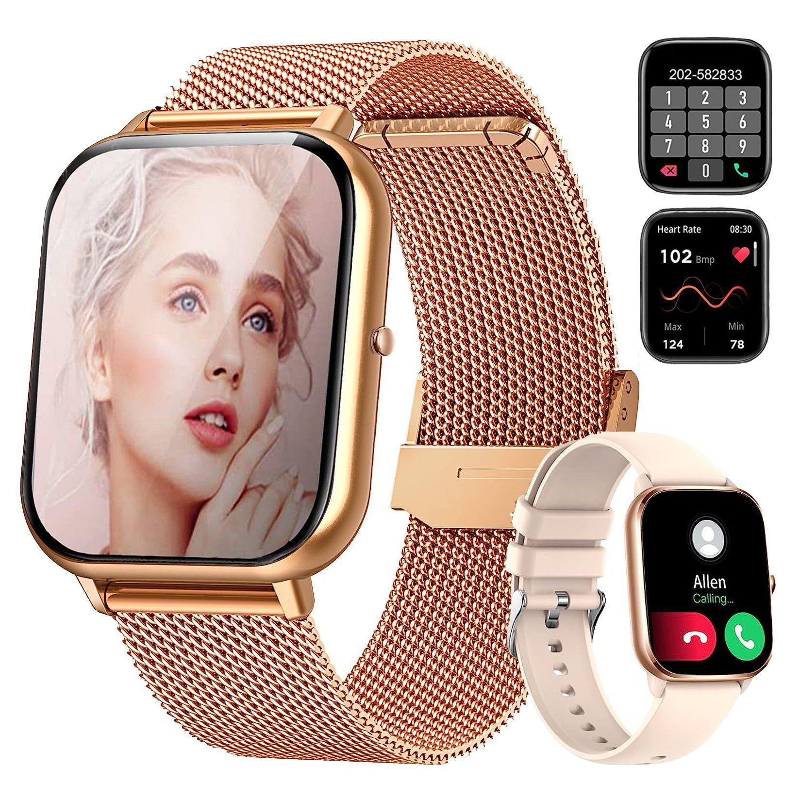 IBETTER Smartwatch, Damen Herren Smartwatch, Fitness Tracker Uhr Smartwatch (Fitnessuhr mit Telefonfunktion 1,69